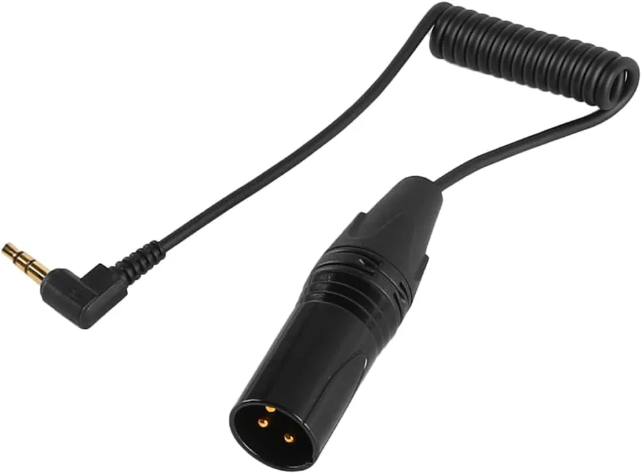 کابل صدا 3.5 میلی‌متری به XLR، فنری، استریو جک 1/8 اینچی به XLR نر، زاویه 90 درجه 3.5 میلی‌متری به کابل میکروفون XLR، نر به نر، 50 سانتی‌متر