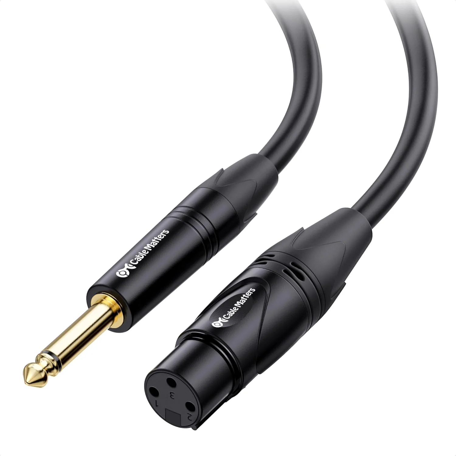 کابل میکروفون XLR به TS 6.35 میلی‌متری Cable Matters، 3 متر، نامتعادل، کابل میکروفون XLR به 6.35 میلی‌متری، مادگی XLR به فیش 6.35 میلی‌متری، مادگی XLR به 6.35 میلی‌متری