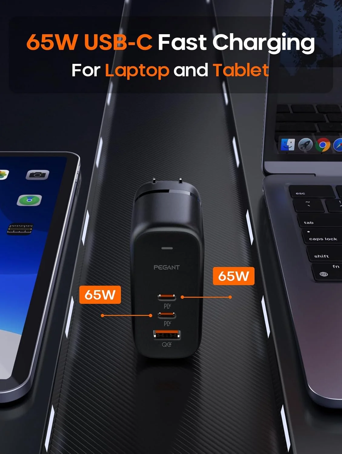 شارژر دیواری 65 واتی GaN USB-C پگانت، آداپتور سریع 3 پورت برای لپ تاپ با PD3.0، QC3.0 و PPS، دوشاخه تاشو با UK/EU/US/AU، برای مک بوک، آیفون 16، گلکسی S25، لنوو، دل، ایسوس شارژر دیواری 65 واتی GaN USB-C پگانت، آداپتور سریع 3 پورت برای لپ تاپ با PD3.0، QC3.0 و PPS، دوشاخه تاشو با UK/EU/US/AU، برای مک بوک، آیفون 16، گلکسی S25، لنوو، دل، ایسوس