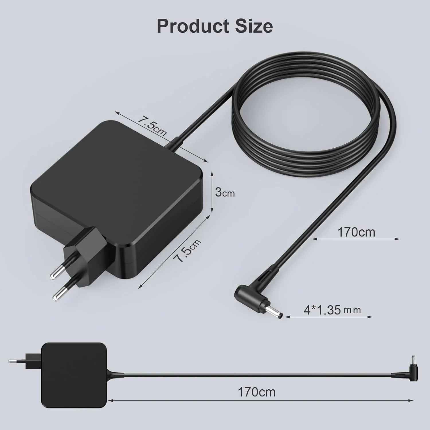 شارژر لپ تاپ 45 واتی برای ایسوس ویووبوک 14 15 17 (X751MA X756UA)، ذنبوک 13 UX305 UX305F UX305C، 19 ولت 2.37 آمپر، کانکتور 4 در 1.35 میلی متر شارژر لپ تاپ 45 واتی برای ایسوس ویووبوک 14 15 17 (X751MA X756UA)، ذنبوک 13 UX305 UX305F UX305C، 19 ولت 2.37 آمپر، کانکتور 4 در 1.35 میلی متر