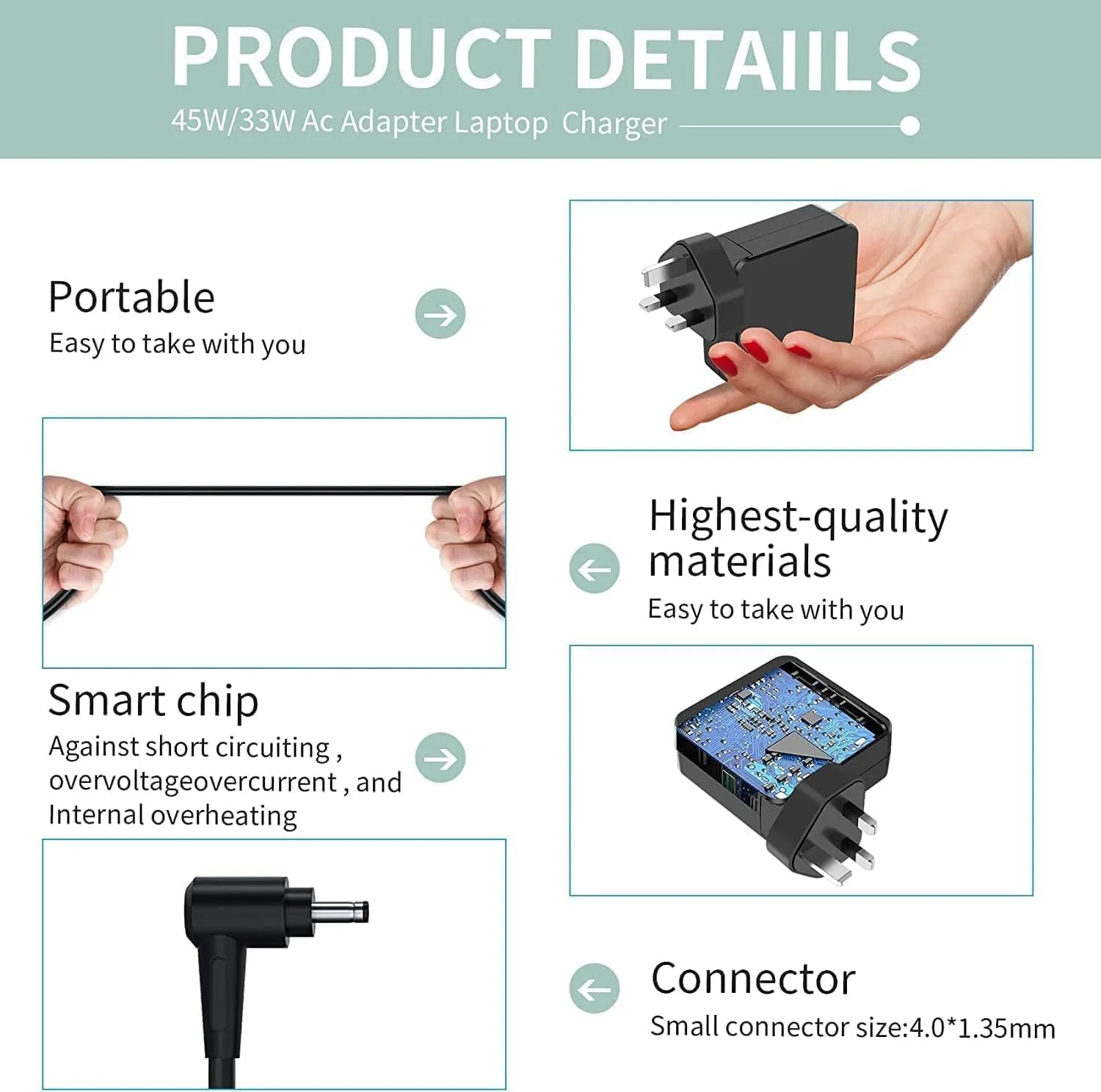 شارژر لپ تاپ 19 ولت 2.37 آمپر 45 وات، آداپتور برق AC برای ASUS X540 X540S X540SA X540L X540LA X540M X540N X540NA x541S X541U C202SA C300M (اندازه کانکتور: 4.0mm*1.35mm) شارژر لپ تاپ 19 ولت 2.37 آمپر 45 وات، آداپتور برق AC برای ASUS X540 X540S X540SA X540L X540LA X540M X540N X540NA x541S X541U C202SA C300M (اندازه کانکتور: 4.0mm*1.35mm)