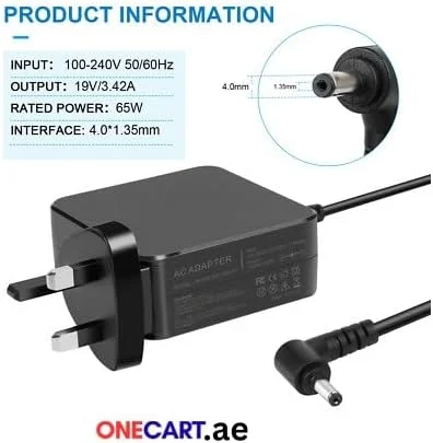 شارژر لپ تاپ 45 واتی ADP-45ZE B، 19 ولت 2.37 آمپر، کانکتور 4.0x1.35 میلی متر، مشکی