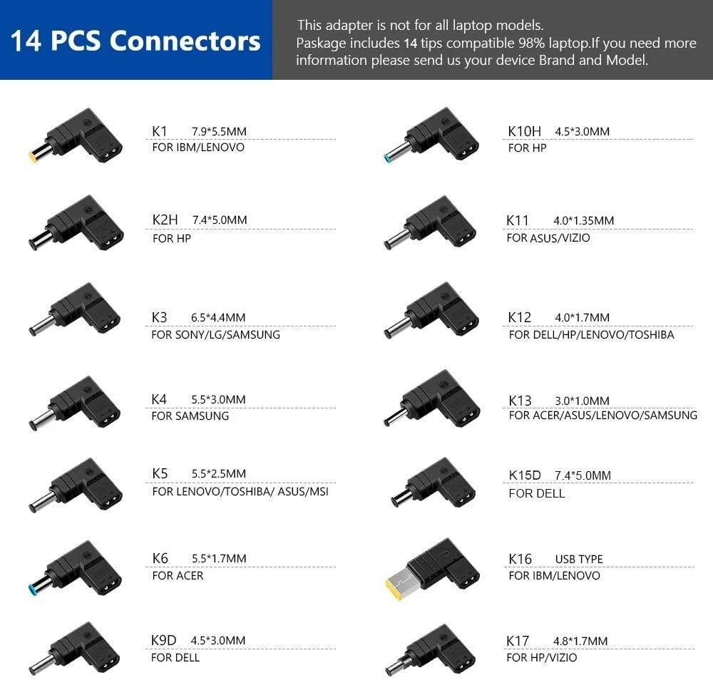 منبع تغذیه خودرو KFD 100W 90W 65W 12V-24V کابل شارژ لپ تاپ شارژر خودرو شارژر خودرو جهانی برای Lenovo HP Dell Acer Asus Fujitsu Toshiba Medion Samsung Sony LG Notebook آداپتور DC سیگار منبع تغذیه خودرو KFD 100W 90W 65W 12V-24V کابل شارژ لپ تاپ شارژر خودرو شارژر خودرو جهانی برای Lenovo HP Dell Acer Asus Fujitsu Toshiba Medion Samsung Sony LG Notebook آداپتور DC سیگار