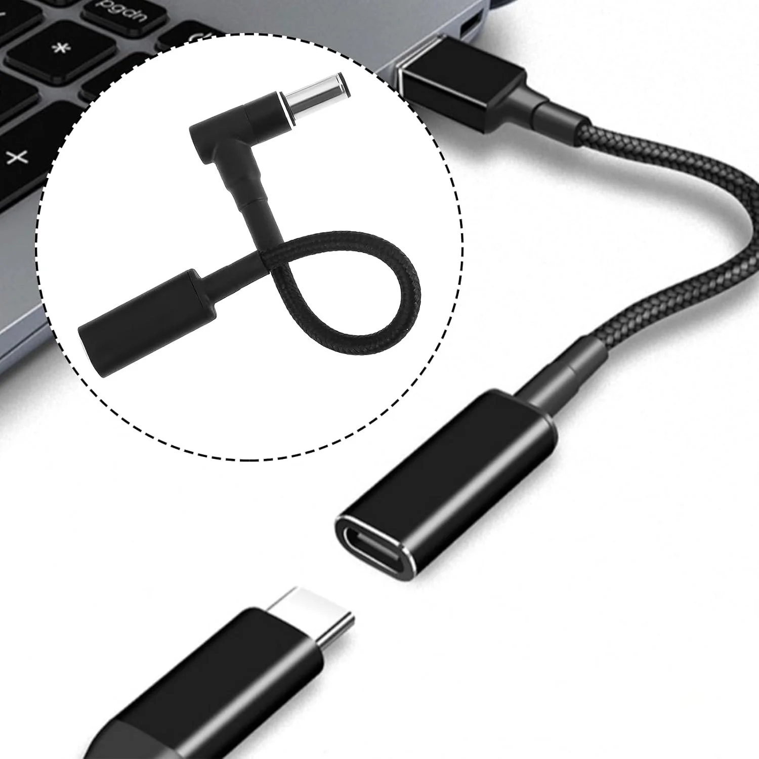 کابل شارژر مادگی USB Type C به نری 6.0x3.7mm PD با توان 100 وات سازگار با لپ تاپ های ایسوس FX-PRO کابل شارژر مادگی USB Type C به نری 6.0x3.7mm PD با توان 100 وات سازگار با لپ تاپ های ایسوس FX-PRO