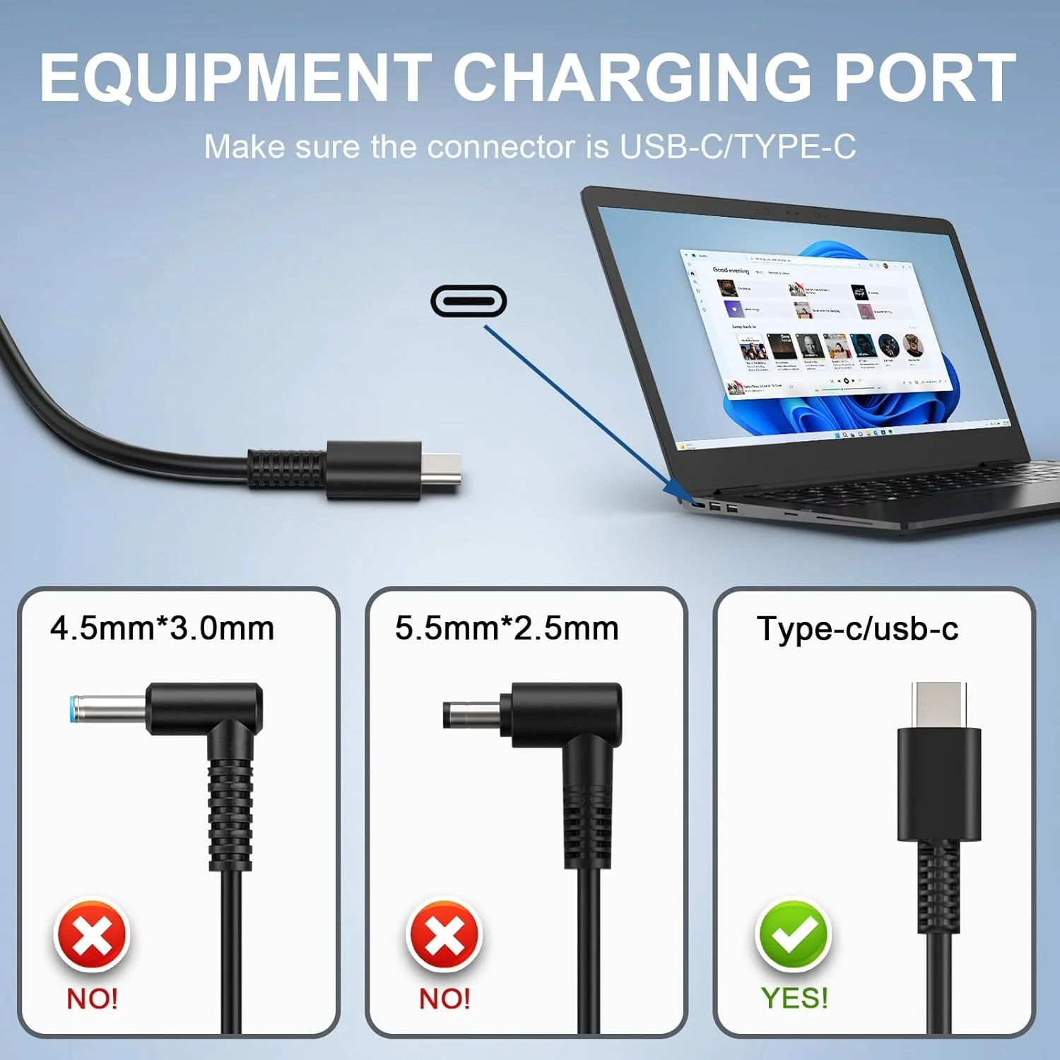 65W Type C Chromebook Laptop Charger Compatible with Dell HP Lenovo ThinkPad IdeaPad ASUS ROG Acer Samsung MSI Huawei and More Universal USB C Fast Power Adapter