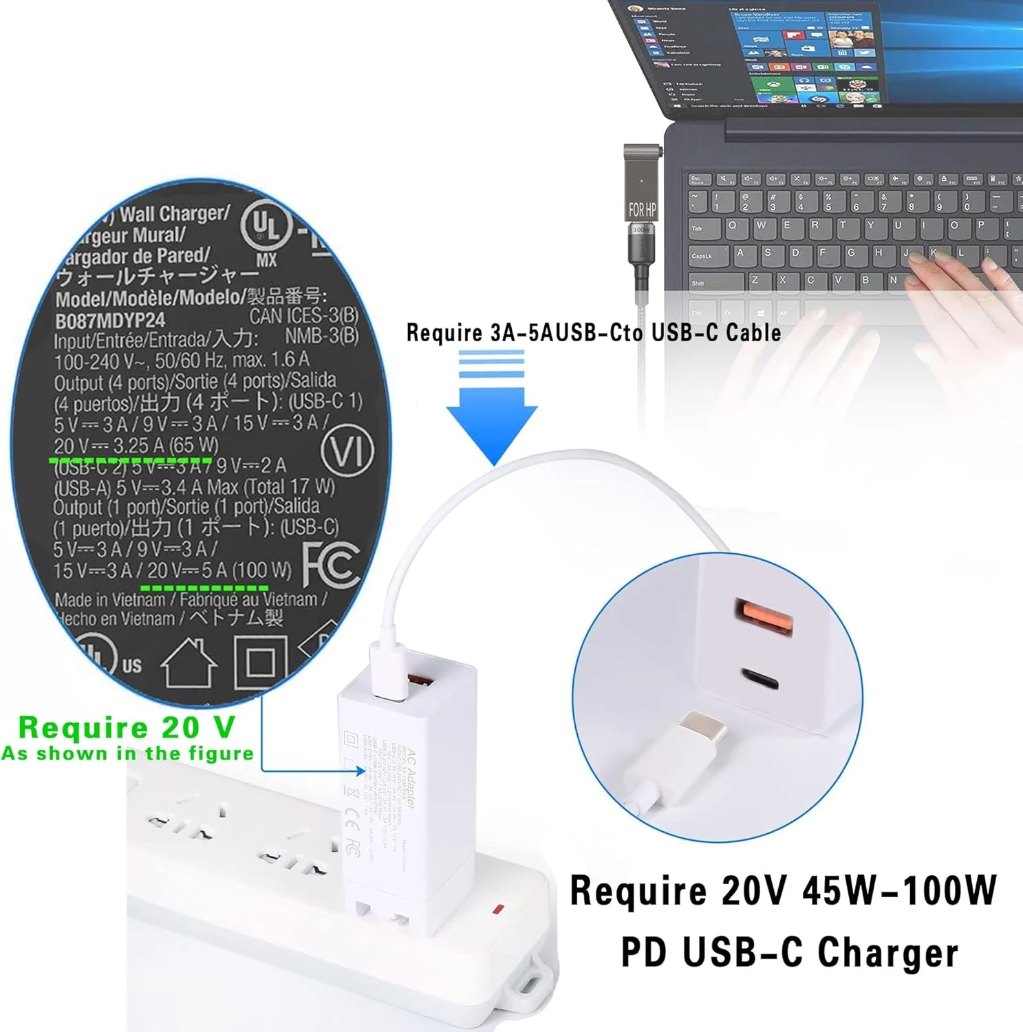 آداپتور شارژ لپ تاپ ایسوس USB-C به مادگی Type-C به نری DC 4.0 x 1.35mm مبدل دوشاخه جک بشکه ای 65W یا 100W PD کانکتور شارژر برق برای ایسوس X201E X202E X540 X541 X553M X541NA X542UA آداپتور شارژ لپ تاپ ایسوس USB-C به مادگی Type-C به نری DC 4.0 x 1.35mm مبدل دوشاخه جک بشکه ای 65W یا 100W PD کانکتور شارژر برق برای ایسوس X201E X202E X540 X541 X553M X541NA X542UA