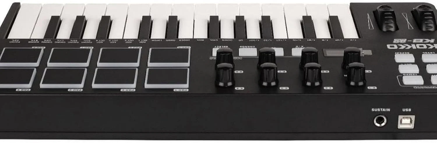 کنترلر MIDI با 25 کلید، دستگاه بیت ساز USB حرفه ای قابل حمل MIDI با 8 پد درام برای اجرا