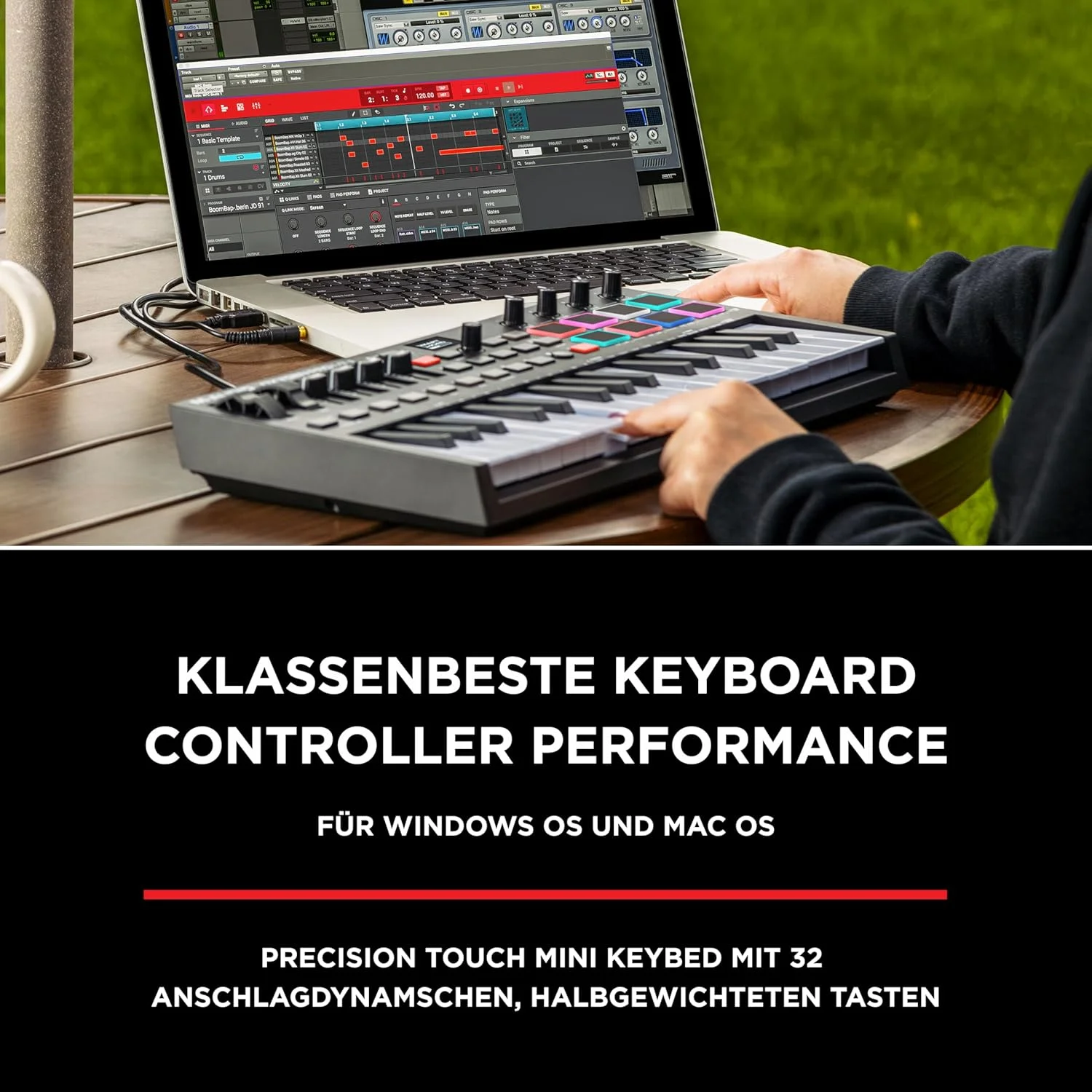 کنترلر میدی کیبورد USB با 32 کلید M-AUDIO Oxygen Pro Mini برای MacOS و WinOS، با پد های ضرب، دکمه ها و فیدرهای قابل تنظیم و بسته نرم افزاری Native Instruments Sound (ادغام NKS) کنترلر میدی کیبورد USB با 32 کلید M-AUDIO Oxygen Pro Mini برای MacOS و WinOS، با پد های ضرب، دکمه ها و فیدرهای قابل تنظیم و بسته نرم افزاری Native Instruments Sound (ادغام NKS)