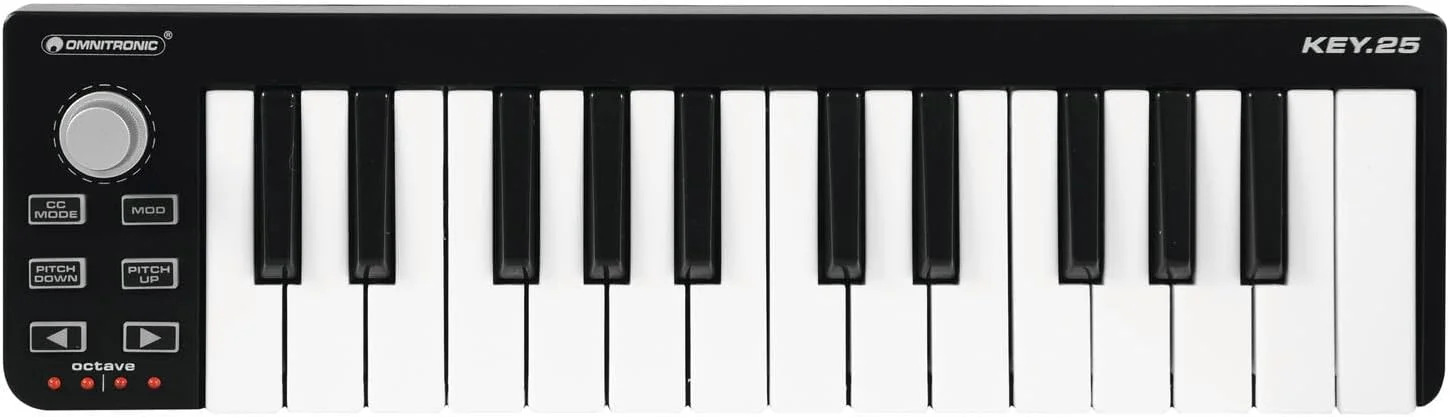 کنترلر MIDI آمنیترونیک KEY-25 | کنترلر USB-MIDI با 25 کلید برای نوازندگان، تولیدکنندگان و دیجیها | فوقالعاده سبک و جمع و جور برای کیف لپتاپ یا کوله پشتی کنترلر MIDI آمنیترونیک KEY-25 | کنترلر USB-MIDI با 25 کلید برای نوازندگان، تولیدکنندگان و دیجیها | فوقالعاده سبک و جمع و جور برای کیف لپتاپ یا کوله پشتی