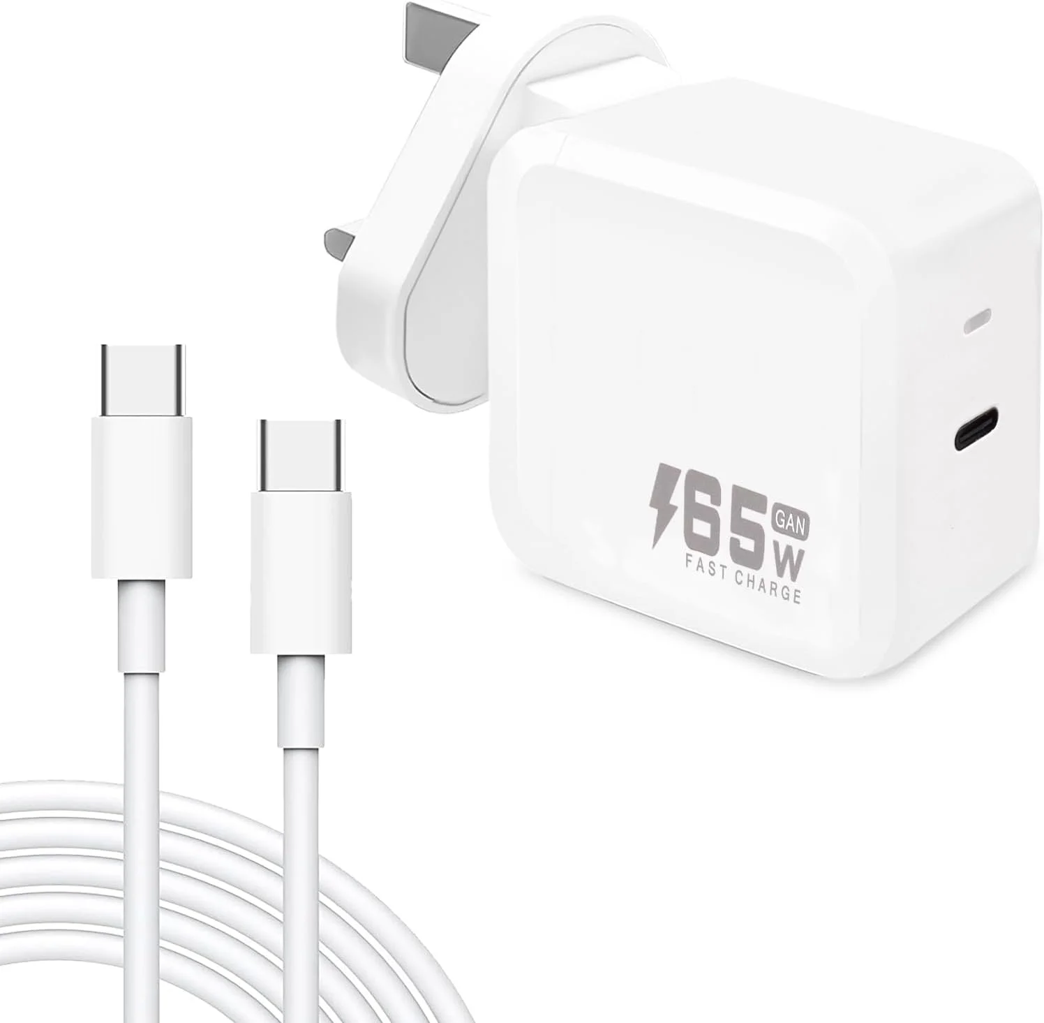 شارژر سریع 65 واتی USB C GaN سازگار با لپ‌تاپ/تبلت/موبایل‌های HP، Lenovo ThinkPad، Dell، MSI، Samsung Galaxy Tab، Huawei، Macbook Air، iPhone، iPad، Honor و غیره به همراه کابل 1 متری USB Type C