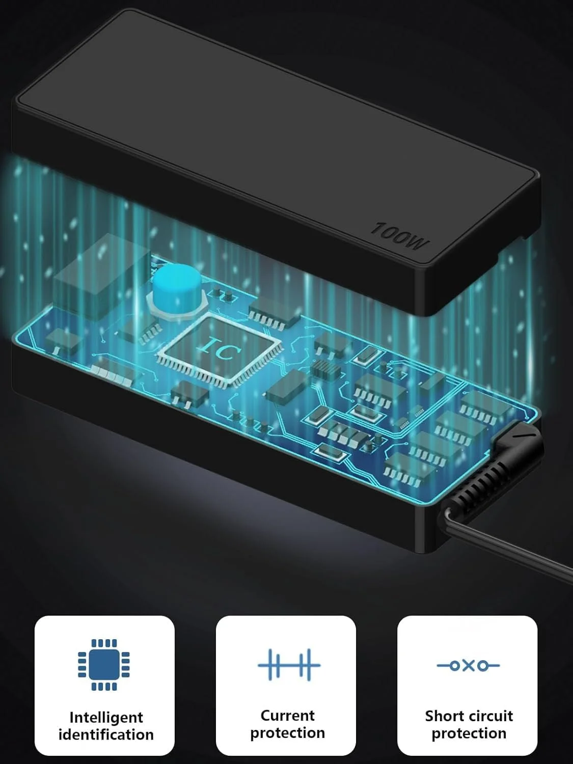 شارژر لپ تاپ یونیورسال PD 100W 90W USB C، آداپتور برق Type C برای MacBook Dell HP Gateway Asus Acer Samsung LG Sony مانیتور TV و سایر دستگاه های Type C مدل C0077