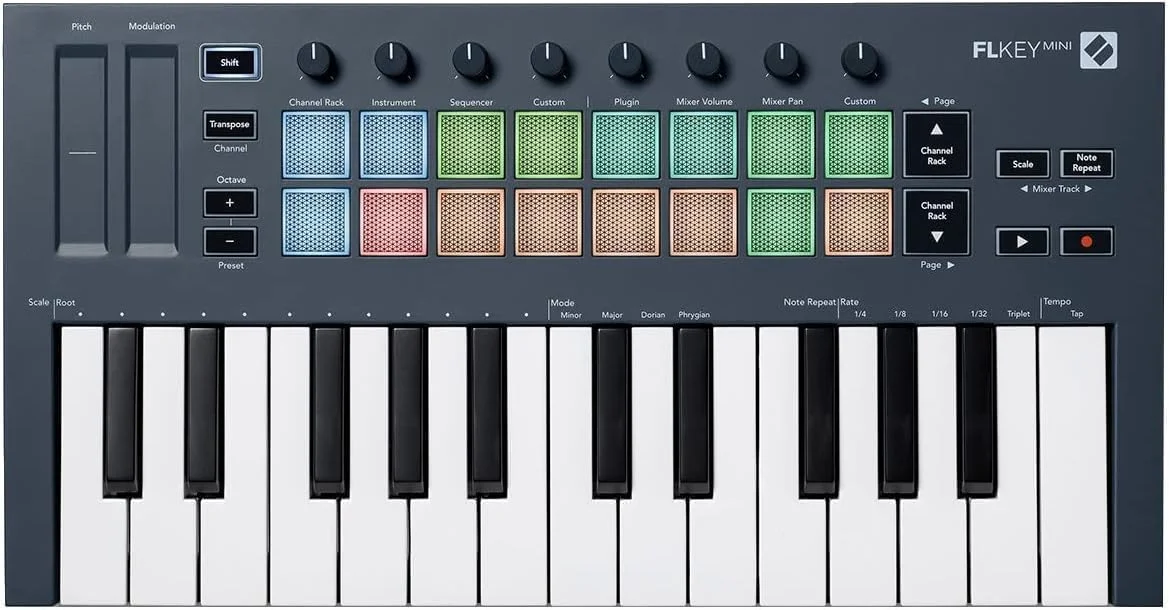 Novation FLkey Mini – کیبورد کنترلر USB/MIDI قابل حمل با 25 کلید و یکپارچگی با FL Studio برای تولید موسیقی