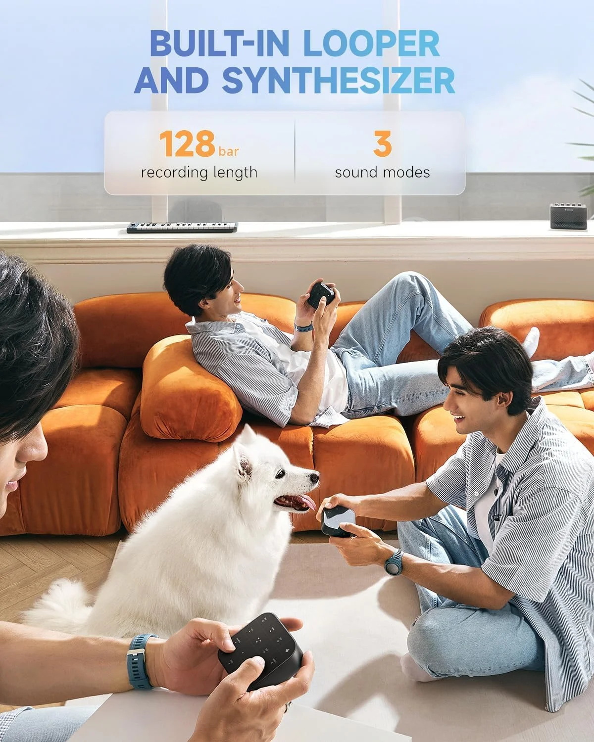 کنترلر MIDI بلوتوثی Donner MEDO، ابزار الکترونیکی قابل حمل USB | آکورد، سمپل، لید، بیس، درام | دارای لوپر و سینث داخلی | iOS، Mac، Windows، Android | شامل کاور سیلیکونی