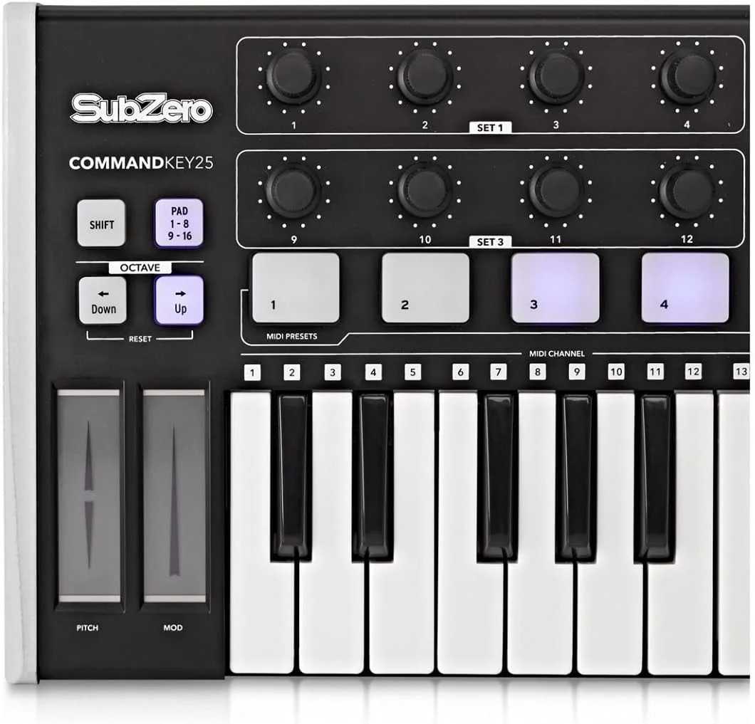 کنترلر MIDI با 25 کلید SubZero CommandKey25