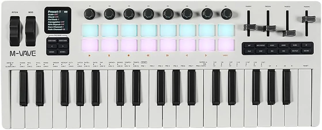 M-Vave SMK-37 Pro - میدی کیبورد بلوتوثی با سینث FM داخلی