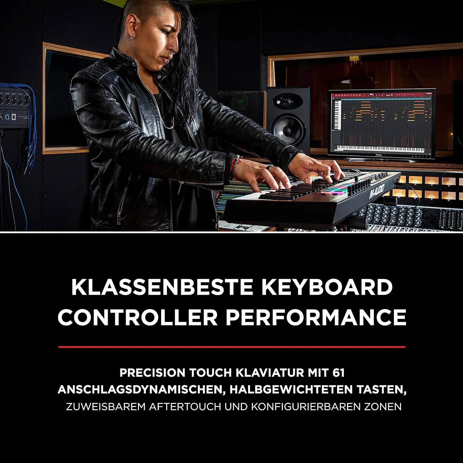 M-AUDIO Oxygen Pro 61 – کنترلر میدی کیبورد USB با 61 کلاویه، پدهای ضرب، دکمه های چرخشی، کلیدها و فیدرهای قابل تنظیم MIDI و بسته نرم افزاری Native Instruments (ادغام NKS)