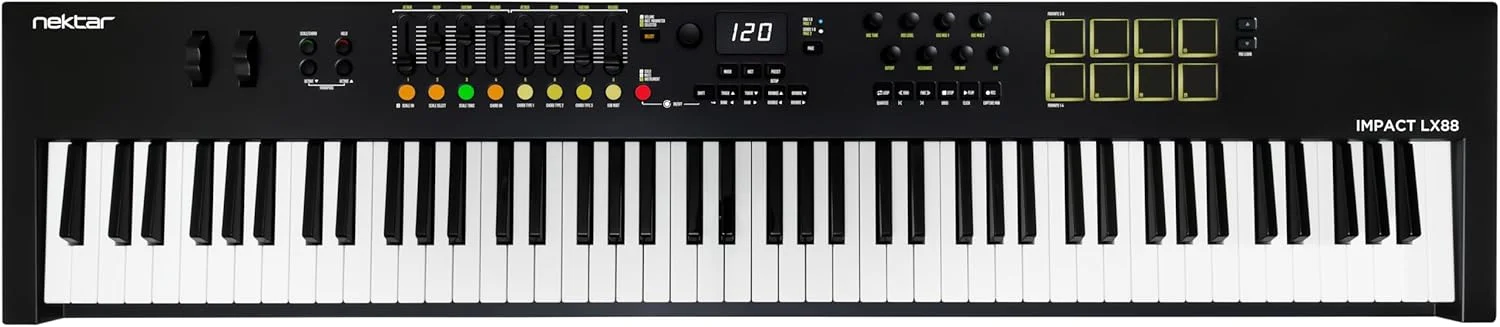 نکتار Impact LX88 mk3 - کنترلر MIDI USB جمع و جور 88 کلیدی با ادغام DAW سفارشی، پشتیبانی از NKS و بسته نرم افزاری NI Komplete Select 15