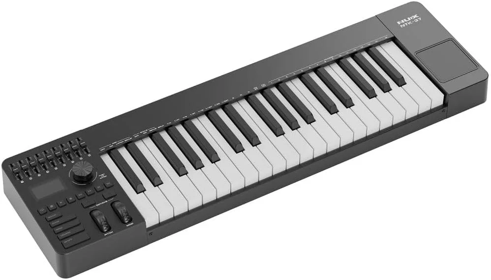 صفحه کلید کنترلر MIDI مدل NU-X NTK-37 با 37 کلید، 3 اکتاو، کنترلر MIDI چند منظوره مناسب دسکتاپ، شامل Cubase LE، کلیدهای نیمه سنگین، Pitch و