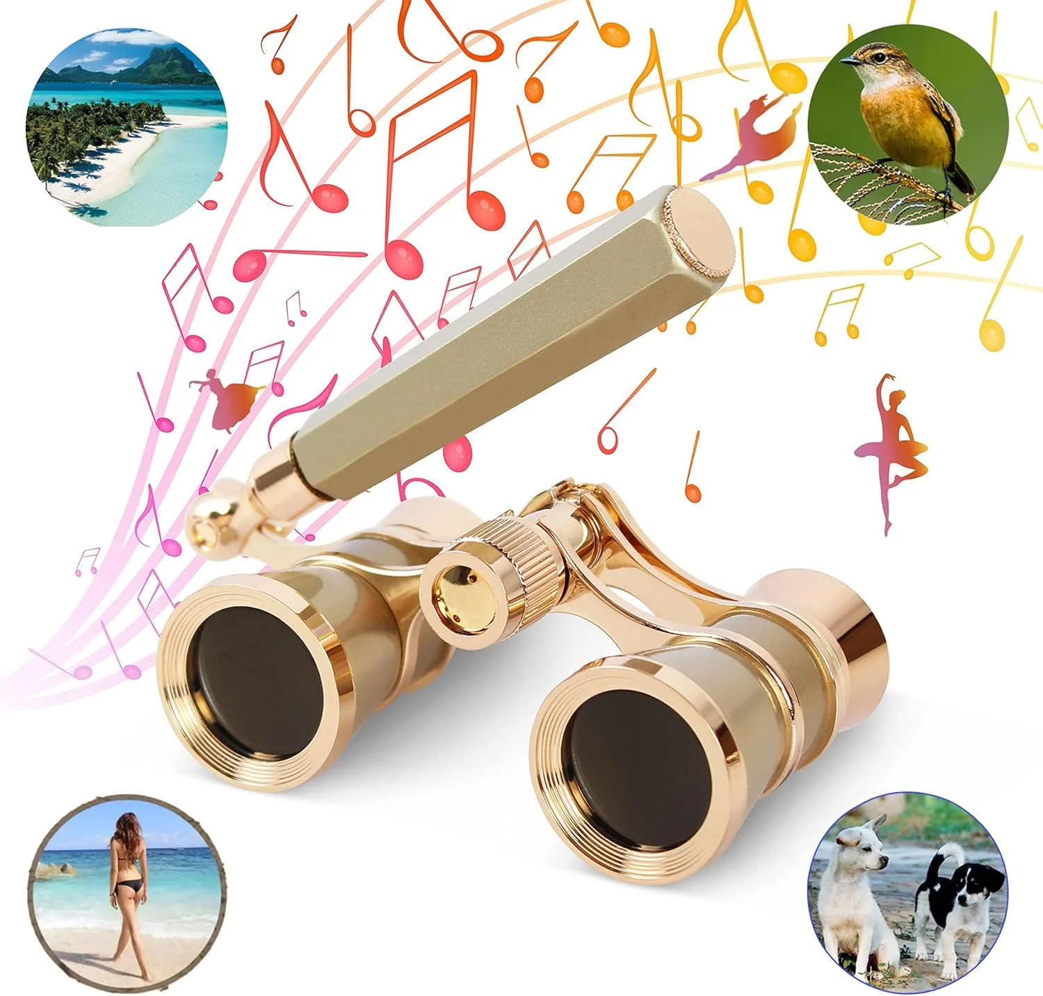 دوربین تئاتر 3X25 با دسته تاشو قابل تنظیم، سبک و جمع و جور، مناسب کنسرت موسیقی و سینما برای بزرگسالان، کودکان و بانوان