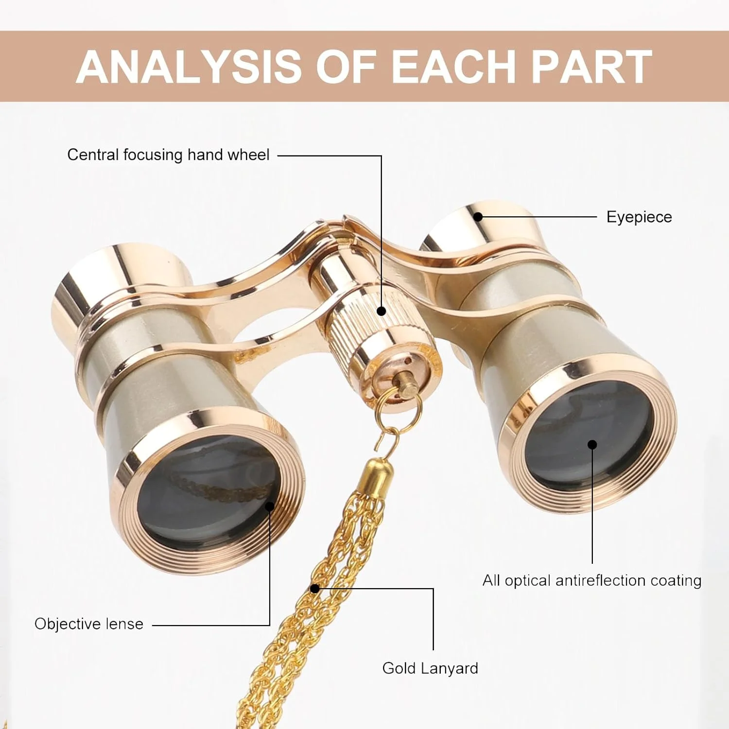 دوربین تئاتر VILLCASE مدل 3X25 به همراه گردنبند، دوربین دوچشمی رترو برای کنسرت موسیقی، مناسب بزرگسالان، کودکان و بانوان
