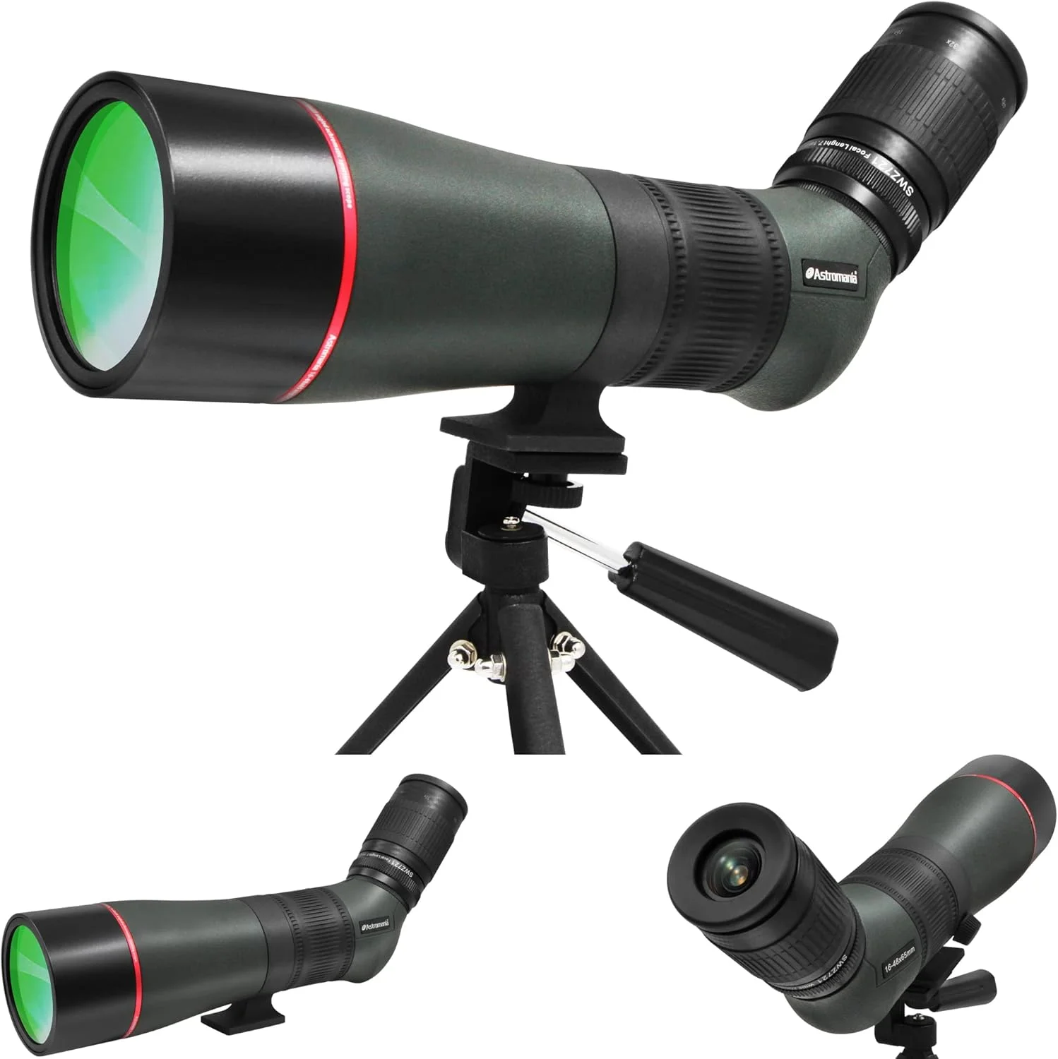 تلسکوپ دیدبانی زاویه دار 45 درجه Astromania 16-48x65AE به همراه سه پایه، کیف حمل، مناسب برای هدف گیری، تماشای پرندگان، شکار و حیات وحش