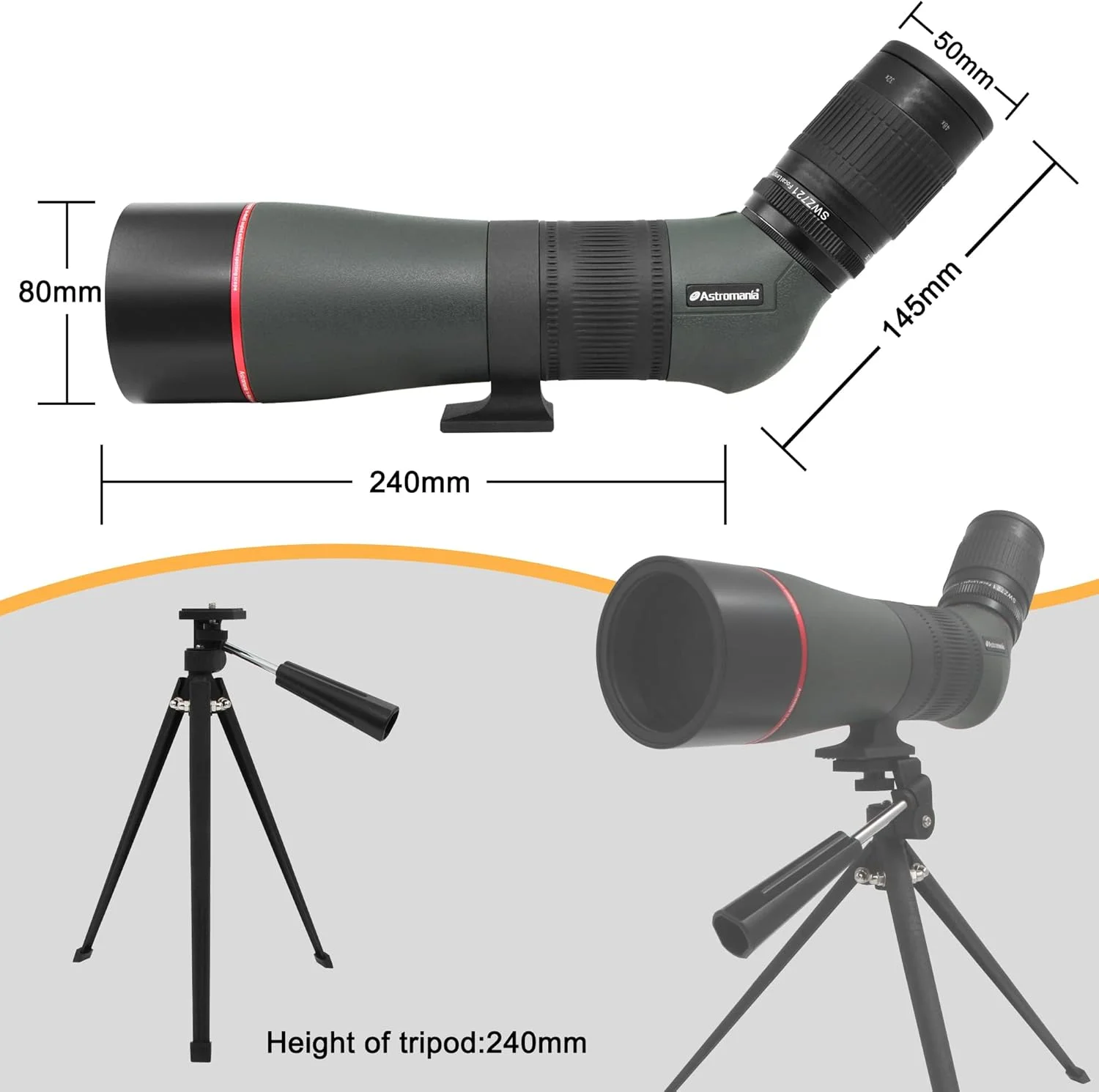 تلسکوپ دیدبانی زاویه دار 45 درجه Astromania 16-48x65AE به همراه سه پایه، کیف حمل، مناسب برای هدف گیری، تماشای پرندگان، شکار و حیات وحش تلسکوپ دیدبانی زاویه دار 45 درجه Astromania 16-48x65AE به همراه سه پایه، کیف حمل، مناسب برای هدف گیری، تماشای پرندگان، شکار و حیات وحش
