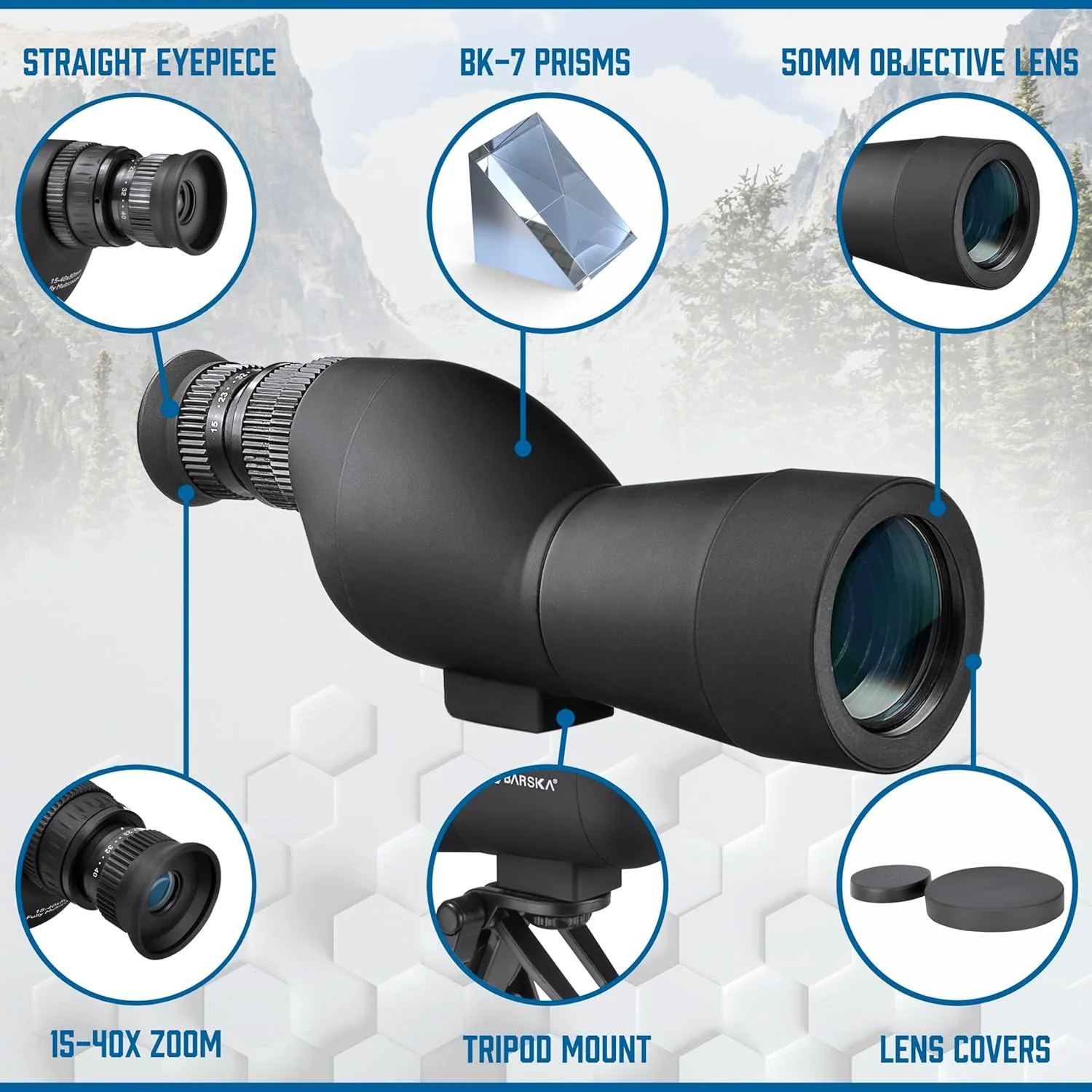 تلسکوپ دیدبانی فشرده مستقیم 15-40X50 تلسکوپ دیدبانی فشرده مستقیم 15-40X50