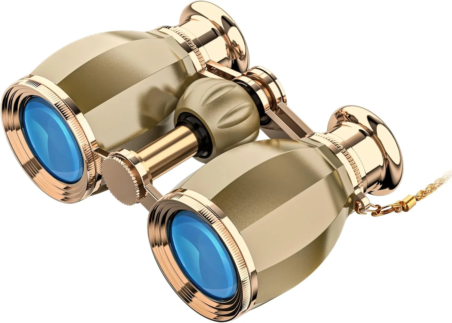 دوربین تئاتر ESSLNB، دوربین دوچشمی اپرا برای بانوان و بزرگسالان 4X30mm، دوربین جمع و جور برای تئاتر و کنسرت، دوربین عتیقه با کیف و زنجیر جداشدنی (طلایی)