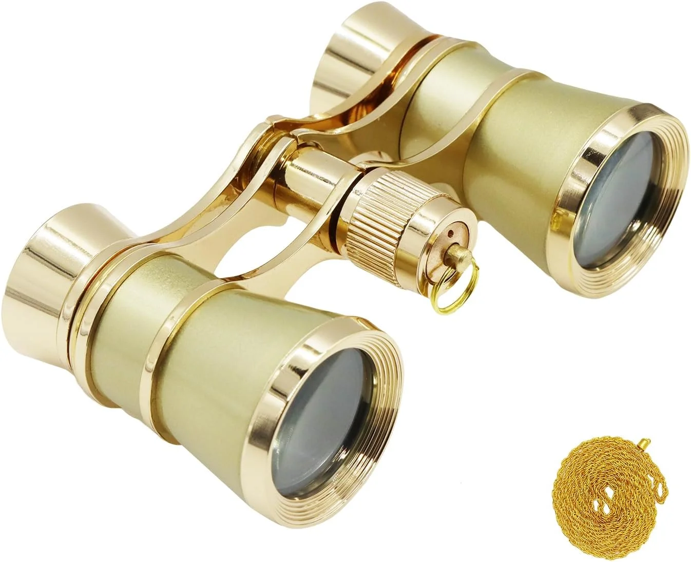 دوربین تئاتر BLACKICE، دوربین دوچشمی اپرا 3X25 جمع و جور با زنجیر برای بزرگسالان، کودکان و بانوان در کنسرت، تئاتر و اپرا (طلایی با زنجیر)