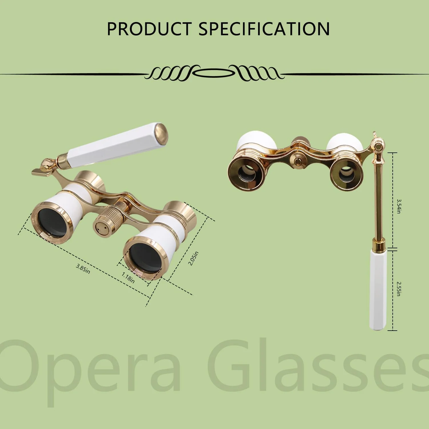 دوربین تئاتر BLACKICE، دوربین دوچشمی اپرا 3X25 جمع و جور با دسته قابل تنظیم برای بزرگسالان، کودکان و بانوان در کنسرت، تئاتر و اپرا (سفید با دسته)