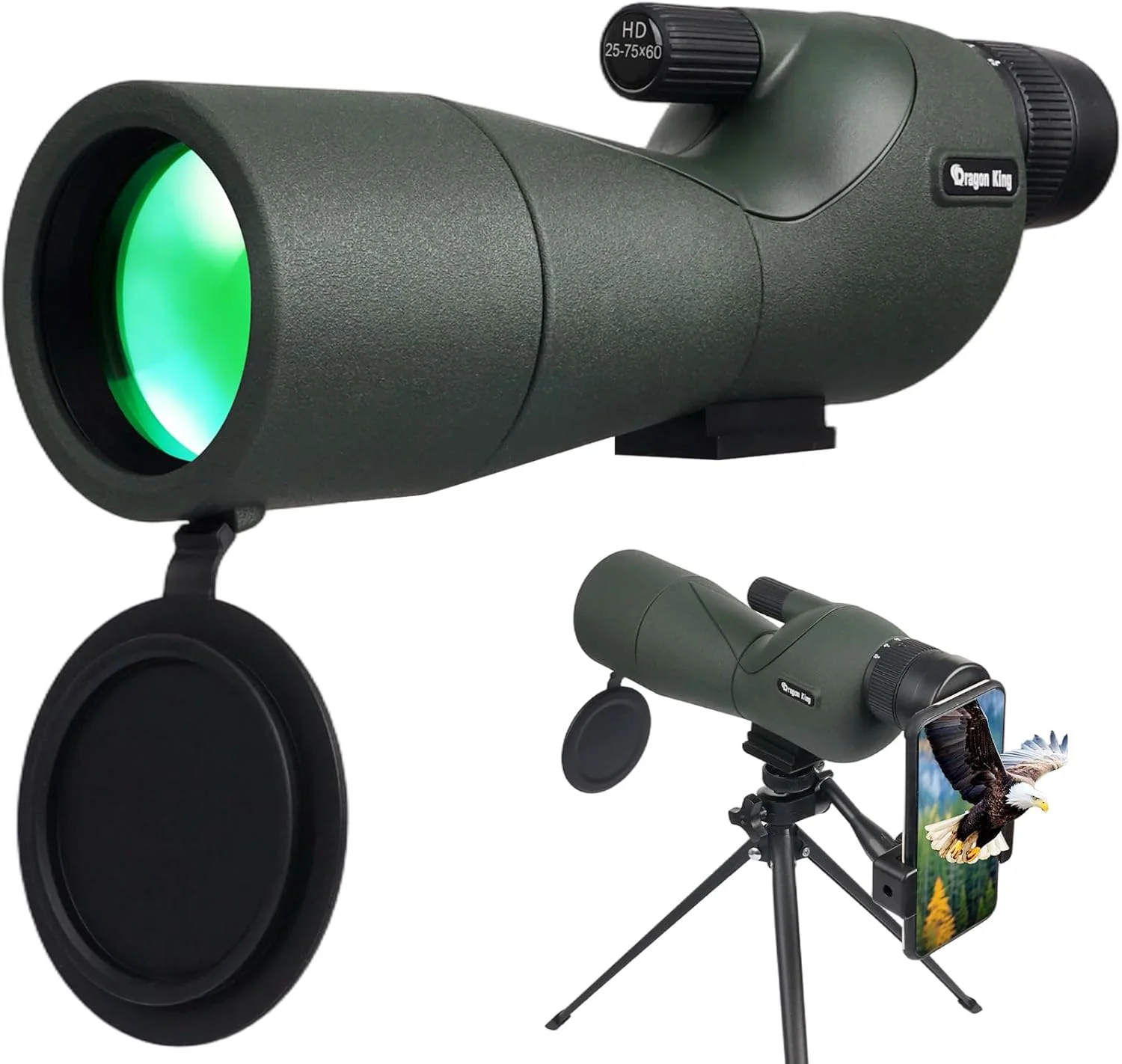 تلسکوپ های دیدبانی BIBIRE با سه پایه و آداپتور تلفن، تلسکوپ دیدبانی مستقیم HD 25-75x60 با کیف حمل، تلسکوپ دیدبانی برای هدف، تماشای پرندگان و حیات وحش