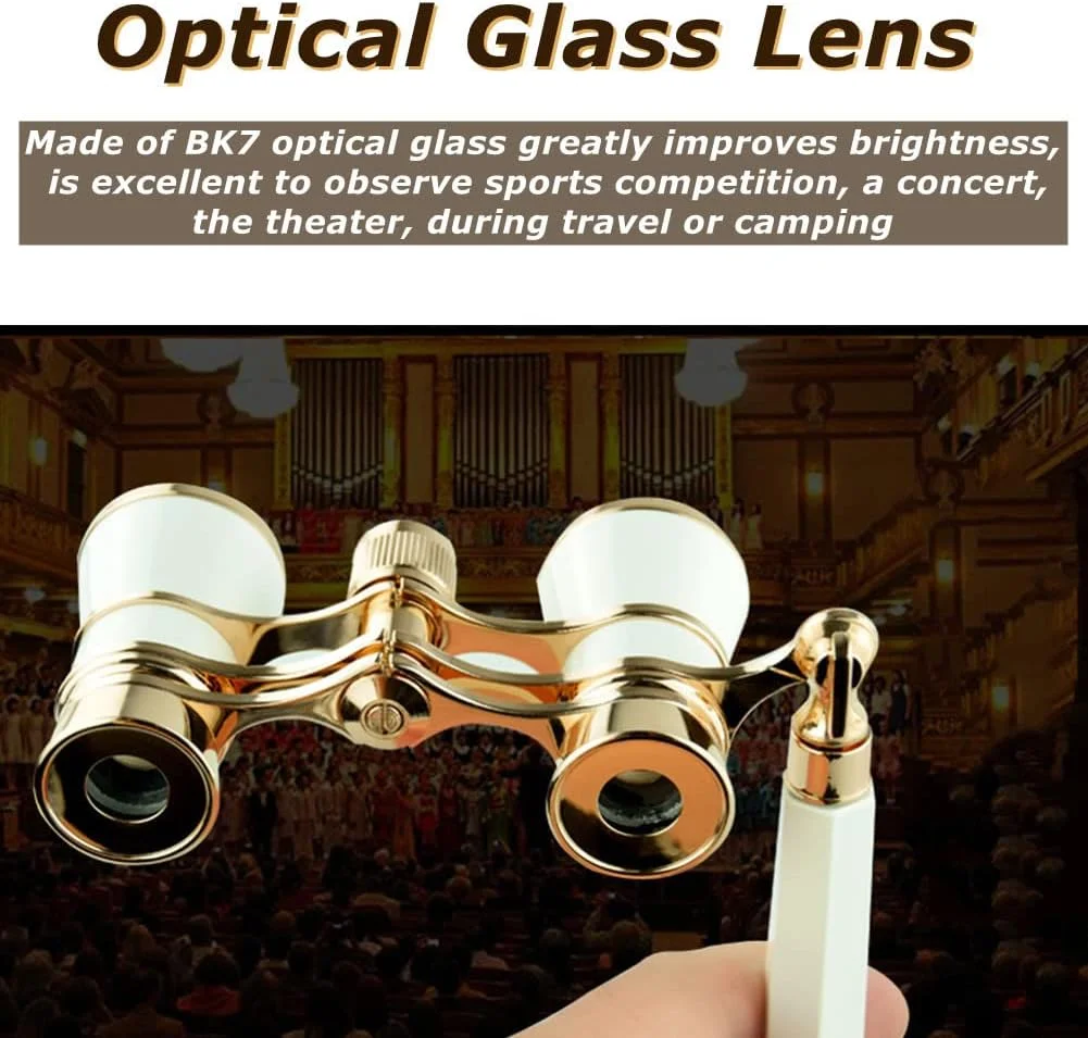 دوربین تئاتر 143 اپرا، 3x25 دوربین مینیاتوری برای تئاتر، مسابقات اسب دوانی، هدیه کلاسیک برای بانوان (منشور BAK-7) (سفید)