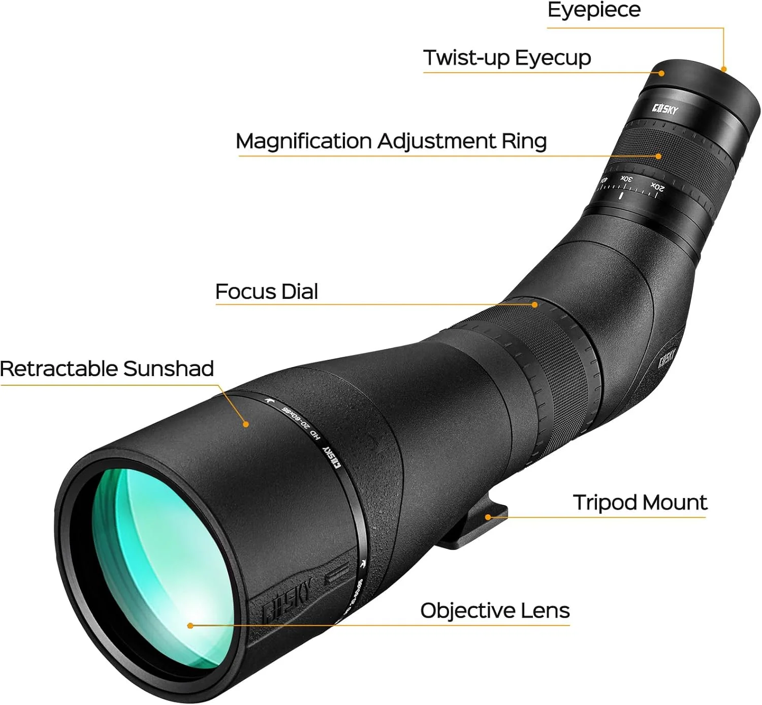 تلسکوپ دیدبانی HD گاسکی EagleView 20-60x 85 با لنز FMC، ضد آب و ضد مه، مناسب برای تیراندازی به هدف، تماشای پرندگان و مشاهده حیات وحش تلسکوپ دیدبانی HD گاسکی EagleView 20-60x 85 با لنز FMC، ضد آب و ضد مه، مناسب برای تیراندازی به هدف، تماشای پرندگان و مشاهده حیات وحش