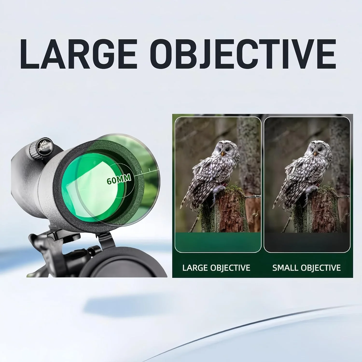 تلسکوپ دیدبانی با کیفیت بالا برای تماشای پرندگان، تماشای حیات وحش، تلسکوپ برای مبتدیان، مشاهده هدف. تلسکوپ دیدبانی 25-75×60 میلی‌متری HD با سه‌پایه و آداپتور تلفن، تک‌چشمی