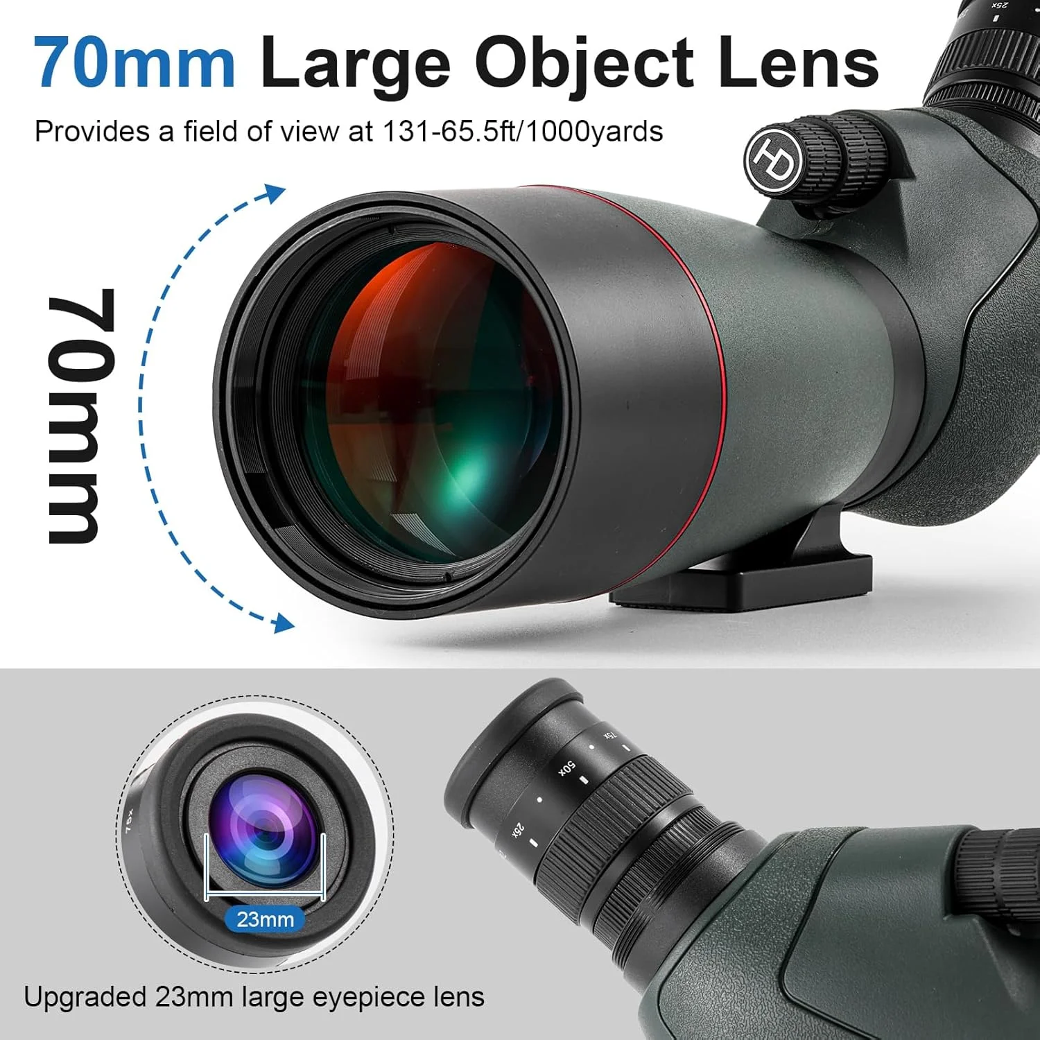 تلسکوپ دیدهبانی برای تیراندازان ورزشی 25-75 x 70، منشوری BAK4 HD، تکچشمی FMC، دوگانه، ضدآب IPX6، دارای کیف حمل برای تیراندازان ورزشی و تماشای پرندگان تلسکوپ دیدهبانی برای تیراندازان ورزشی 25-75 x 70، منشوری BAK4 HD، تکچشمی FMC، دوگانه، ضدآب IPX6، دارای کیف حمل برای تیراندازان ورزشی و تماشای پرندگان