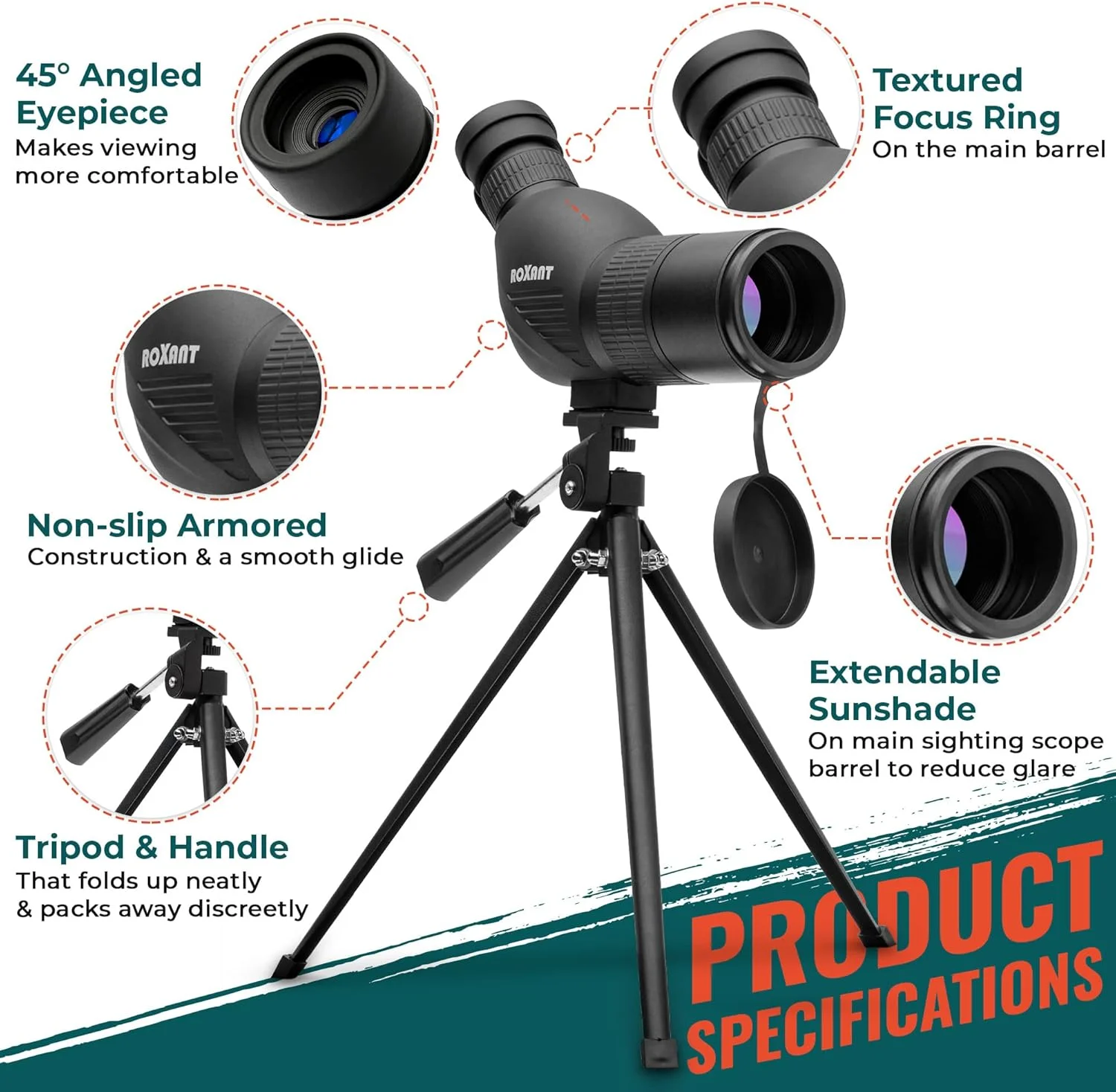 دوربین دیدهبانی فشرده ROXANT Blackbird - دوربین BAK4 با کیفیت بالا و زوم - شامل دوربین دیدهبانی، سه پایه و کیف حمل دوربین دیدهبانی فشرده ROXANT Blackbird - دوربین BAK4 با کیفیت بالا و زوم - شامل دوربین دیدهبانی، سه پایه و کیف حمل