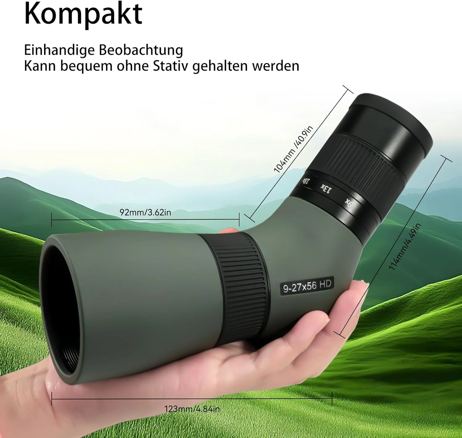 تلسکوپ دید بلند Svbony SV410 Ed 9-27x56، قابل حمل و جمع و جور، شیشه نوری FMC Ed، میدان دید گسترده، مناسب برای تماشای پرندگان، مسافرت و منظره