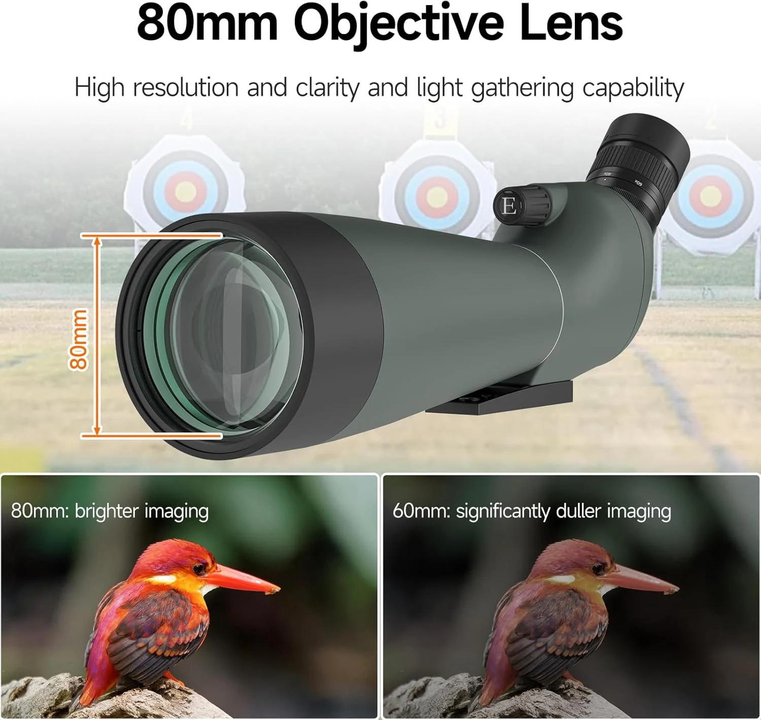 تلسکوپ دیدبانی SVBONY SV28 20-60x80 برای تیراندازی به هدف با شاتر از راه دور SA411، تلسکوپ دوربرد با آداپتور تلفن و سه پایه، تلسکوپ HD برای تماشای پرندگان، مشاهده حیات وحش