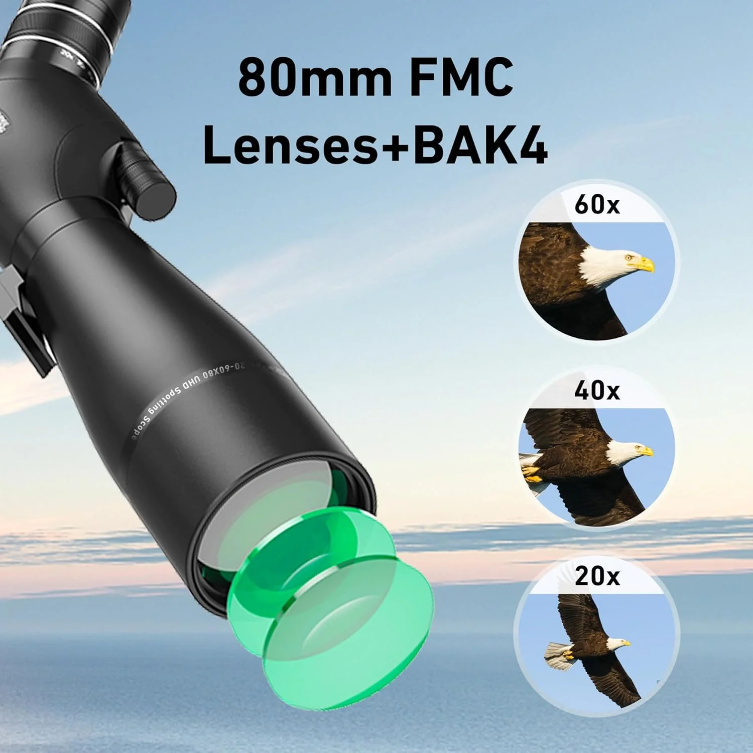 تلسکوپ دیدبانی 20-60x80 میلیمتری ED تلسکوپ دیدبانی 20-60x80 میلیمتری ED