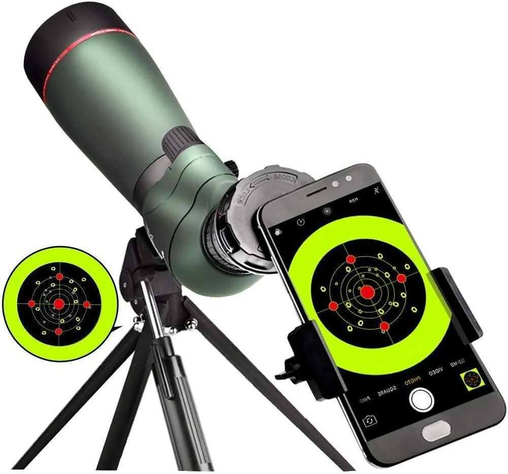 تلسکوپ دیدبانی ضدآب 65 میلی‌متری 20-60X لنداو، مناسب برای تماشای پرندگان، تیراندازی به هدف، تیراندازی با کمان و فعالیت‌های فضای باز - همراه با سه‌پایه و آداپتور تصویربرداری دیجیتال - زیبایی را به صفحه نمایش خود بیاورید