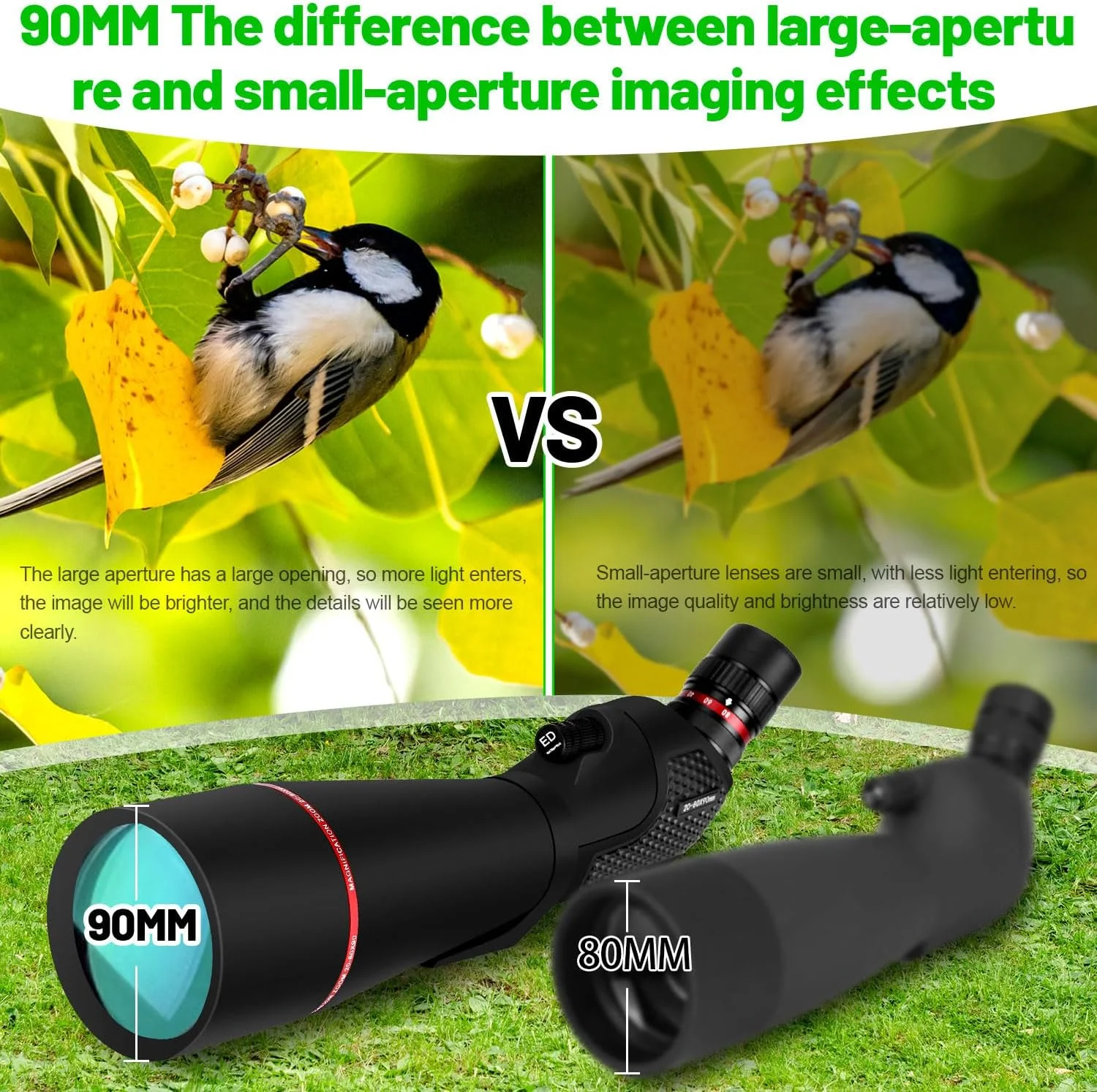 تلسکوپ دیدبانی، 20-80x90 میلیمتر، مناسب تماشای پرندگان، مجهز به سهپایه و نگهدارنده تلفن، و قابل استفاده به عنوان تلسکوپ دیدبانی برای شکار، تیراندازی و سایر اهداف چندمنظوره تلسکوپ دیدبانی، 20-80x90 میلیمتر، مناسب تماشای پرندگان، مجهز به سهپایه و نگهدارنده تلفن، و قابل استفاده به عنوان تلسکوپ دیدبانی برای شکار، تیراندازی و سایر اهداف چندمنظوره