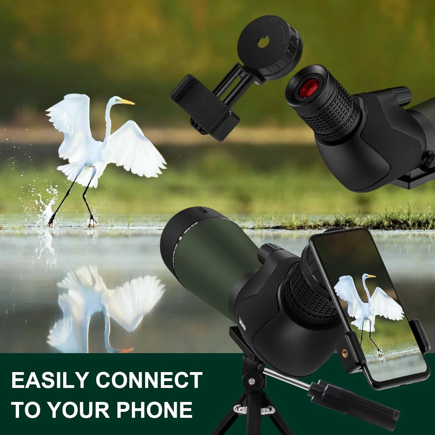 تلسکوپ دیدبانی 30-90x90 UHD با سه پایه، کیف حمل و آداپتور تلفن ارتقا یافته - منشور BAK4 فوق العاده روشن و ضد آب برای تیراندازی به هدف، تماشای پرندگان و حیات وحش