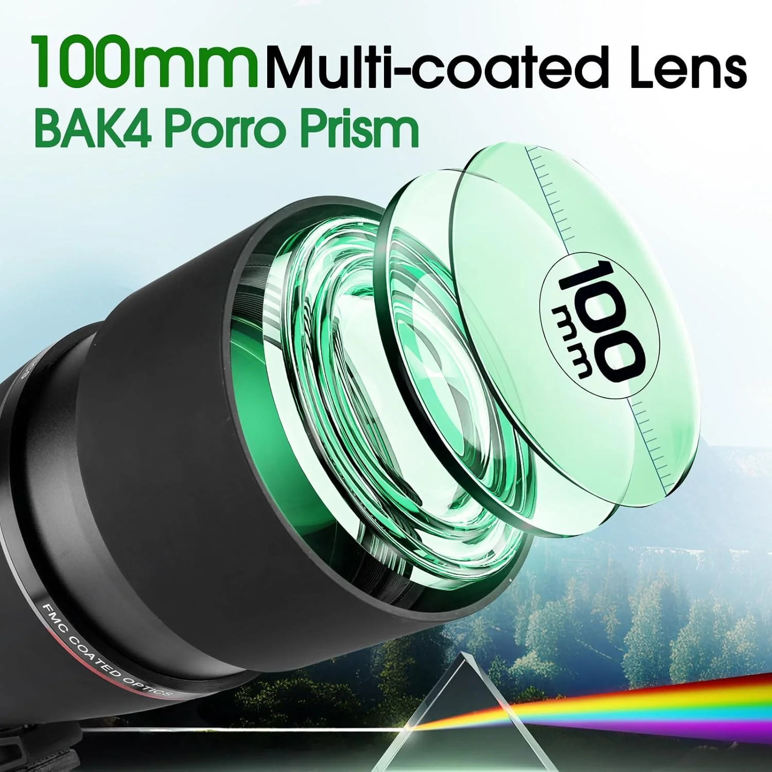 تلسکوپ دیدبانی 25-75x100 به همراه سه پایه و کیف حمل، مناسب برای هدف‌گیری، تماشای پرندگان و حیات وحش - مشکی