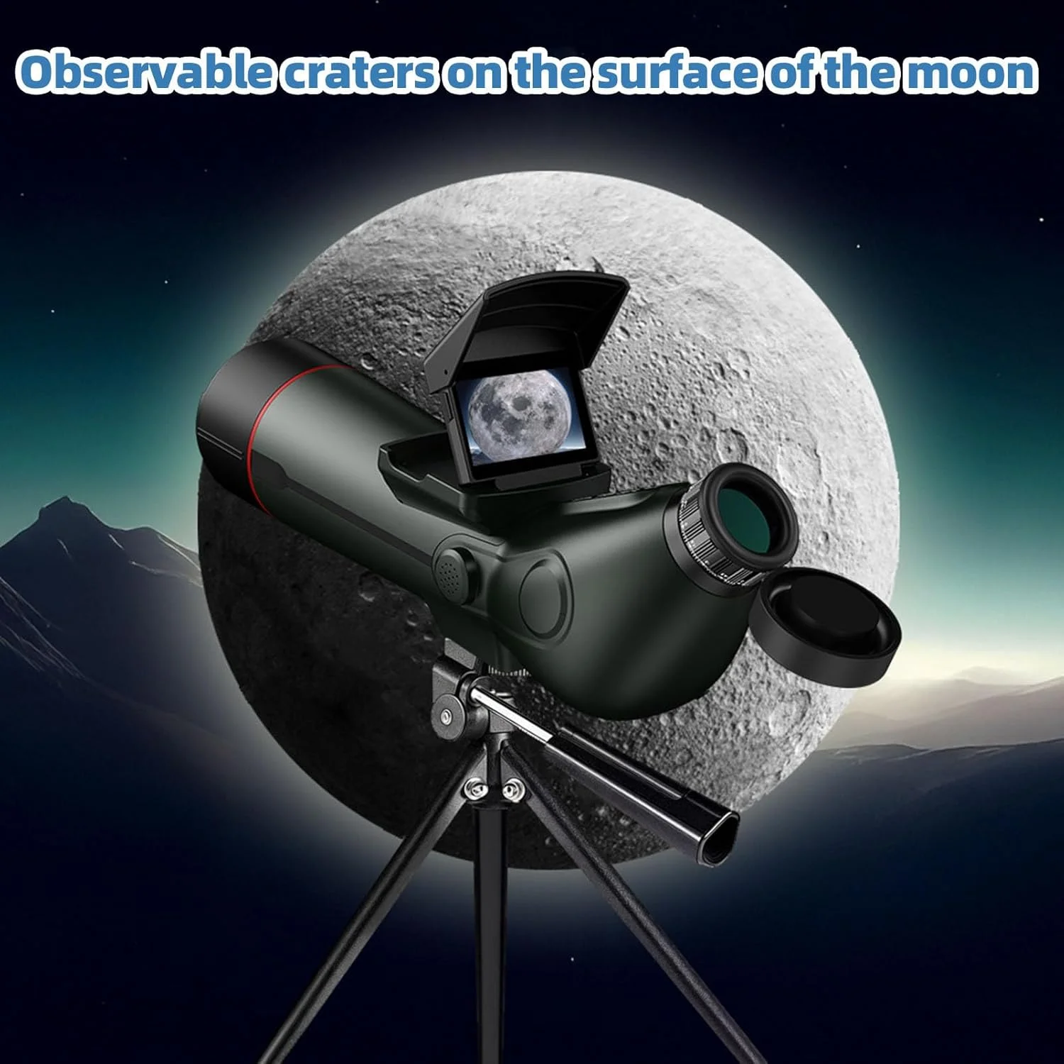 دوربین های دیده‌بانی Elprico با سه پایه، زوم دیجیتال 18 برابر، دوربین دو صفحه نمایش با باتری 4500 میلی آمپر، دوربین ضد آب با کیفیت بالا برای تماشای پرندگان