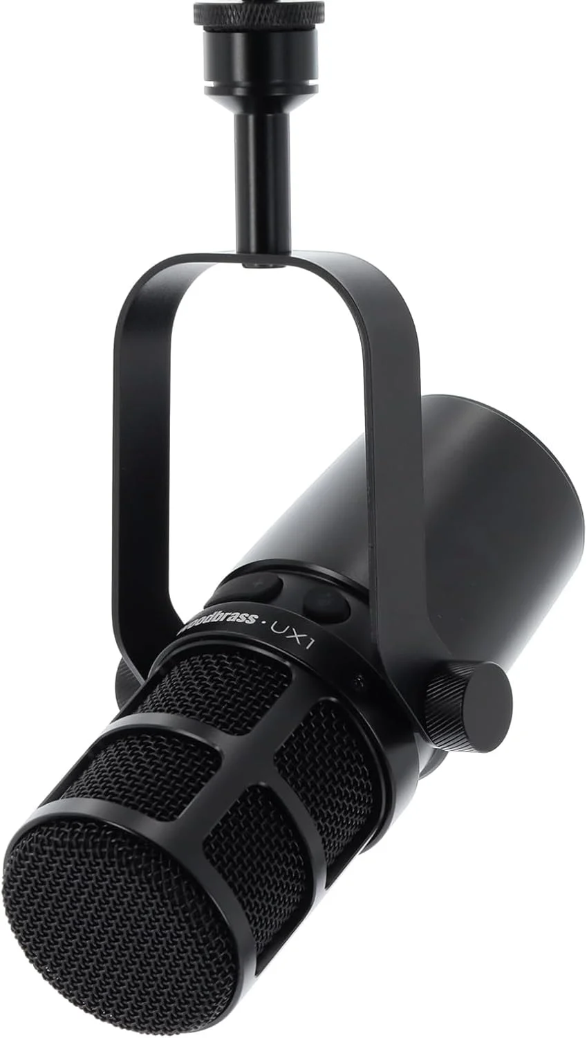 میکروفون استودیویی و ساز WOODBRASS UX1، USB + XLR، الگوی قطبی کاردیود دینامیک، مناسب استودیو حرفه ای، پادکست، ضبط استریم، ظریف، واضح، دقیق و ایزوله