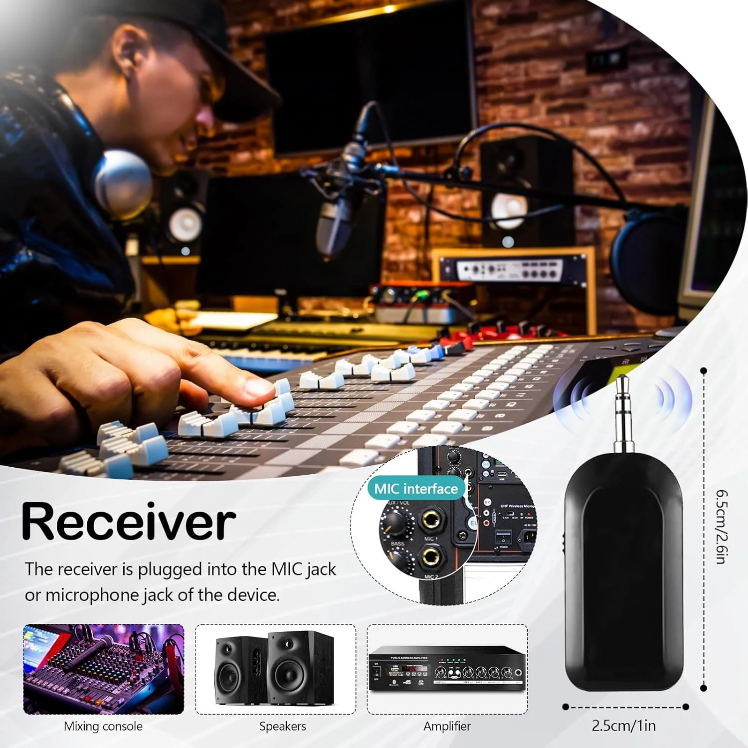 میکروفون ساز بی سیم، گیرنده میکروفون ساز بی سیم با پایه مکنده جداشدنی 2.4 گیگاهرتز، پیکاپ چرخان 360 درجه برای اجرای ساکسیفون، گیتار، ویولن