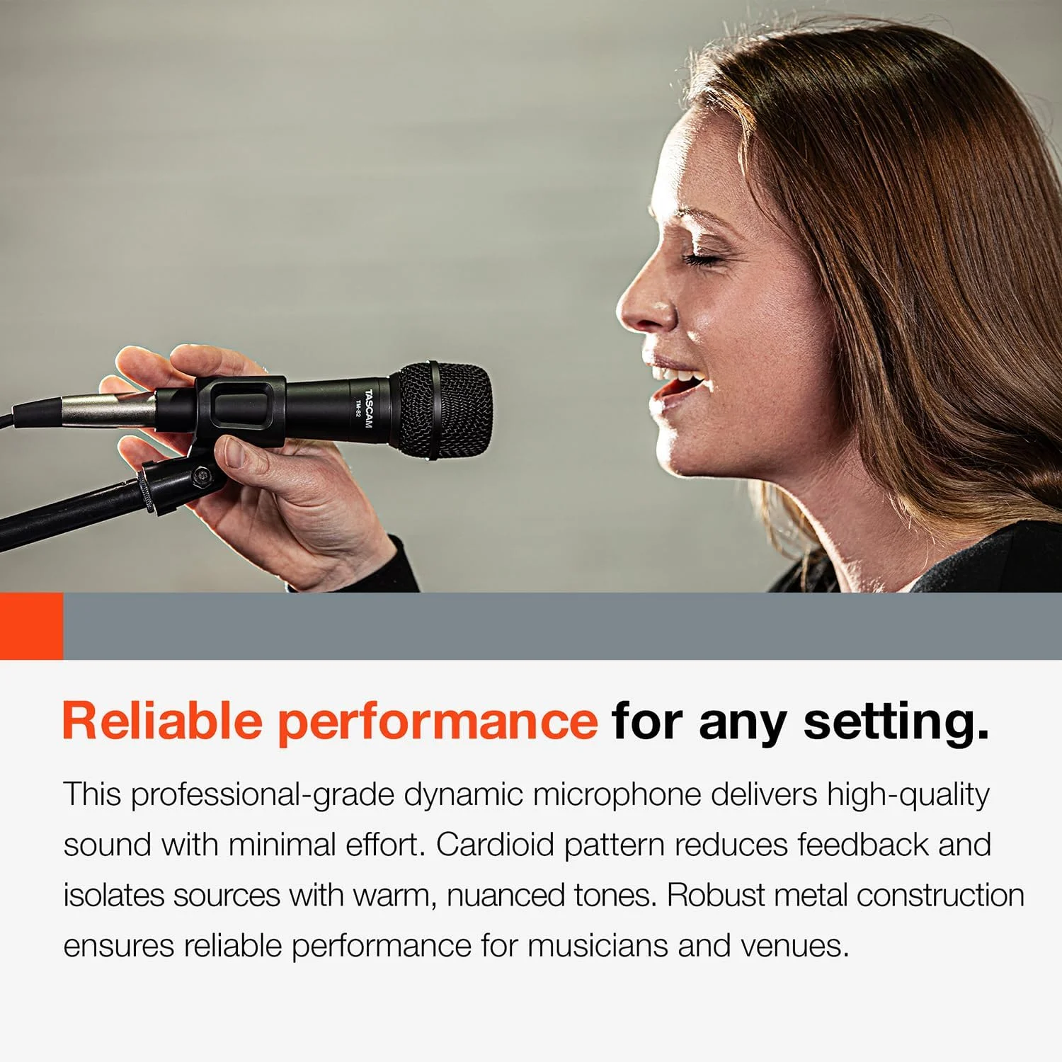 میکروفون داینامیک Tascam برای وکال و ساز، مشکی (TM-82)