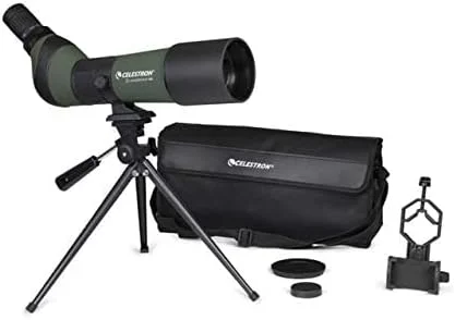 تلسکوپ دیدبانی زوم زاویه دار سلسترون Landscout 20-60x65 میلی‌متری به همراه سه پایه رومیزی و آداپتور تلفن هوشمند