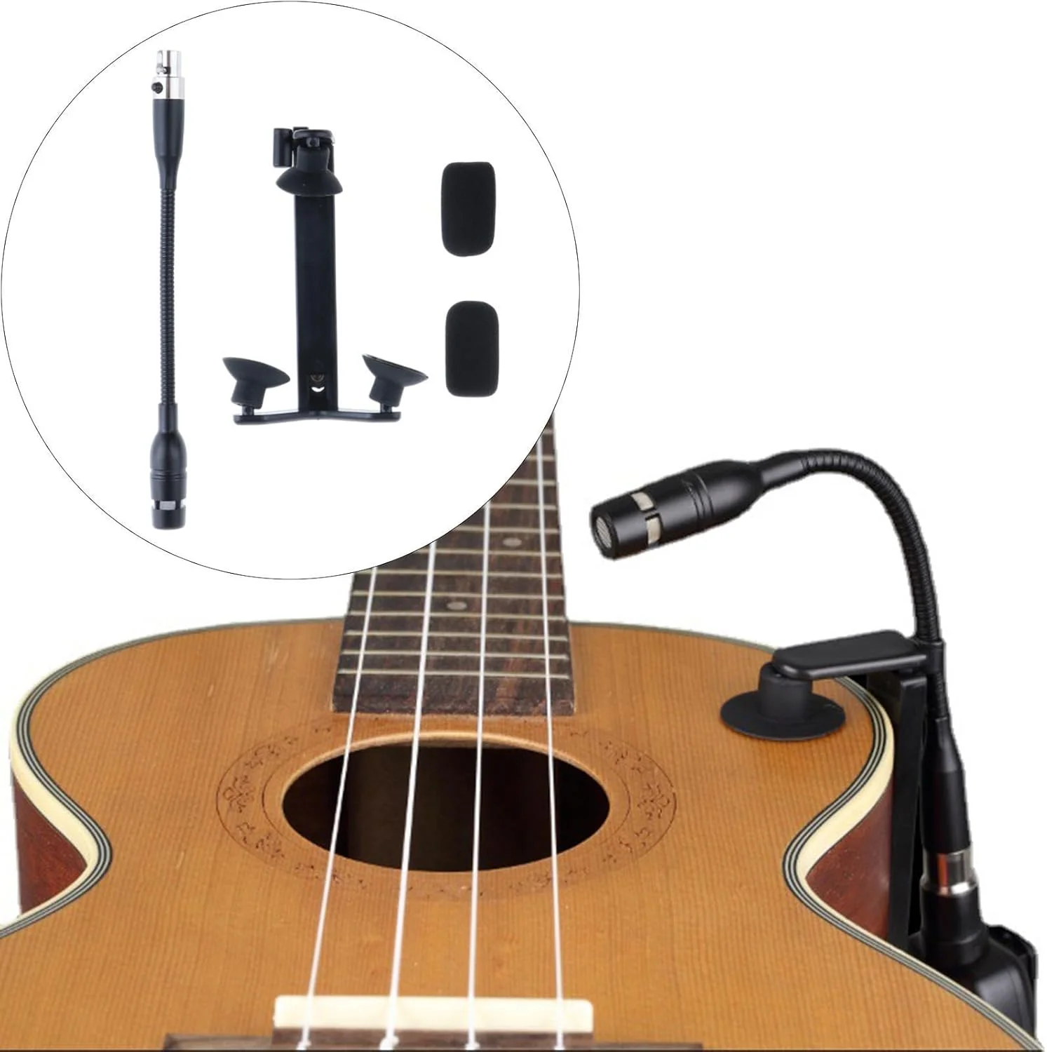 میکروفون گیتار - گیره - ست میکروفون گیتار یک طرفه با گیره، میکروفون مینی ابزار قابل حمل و کیت گیره برای گیتارهای آکوستیک، 4 پین برای Shure میکروفون گیتار - گیره - ست میکروفون گیتار یک طرفه با گیره، میکروفون مینی ابزار قابل حمل و کیت گیره برای گیتارهای آکوستیک، 4 پین برای Shure