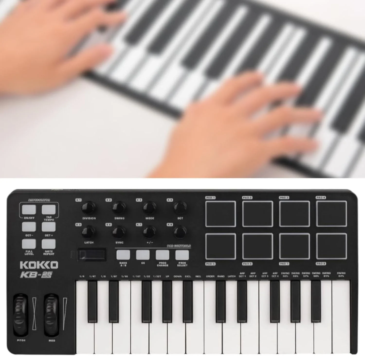 هارلا MIDI - کنترلر، MIDI PAD، کنترلر مینی پد حرفه ای پیانو - با 8 درام پد برای مبتدیان هارلا MIDI - کنترلر، MIDI PAD، کنترلر مینی پد حرفه ای پیانو - با 8 درام پد برای مبتدیان